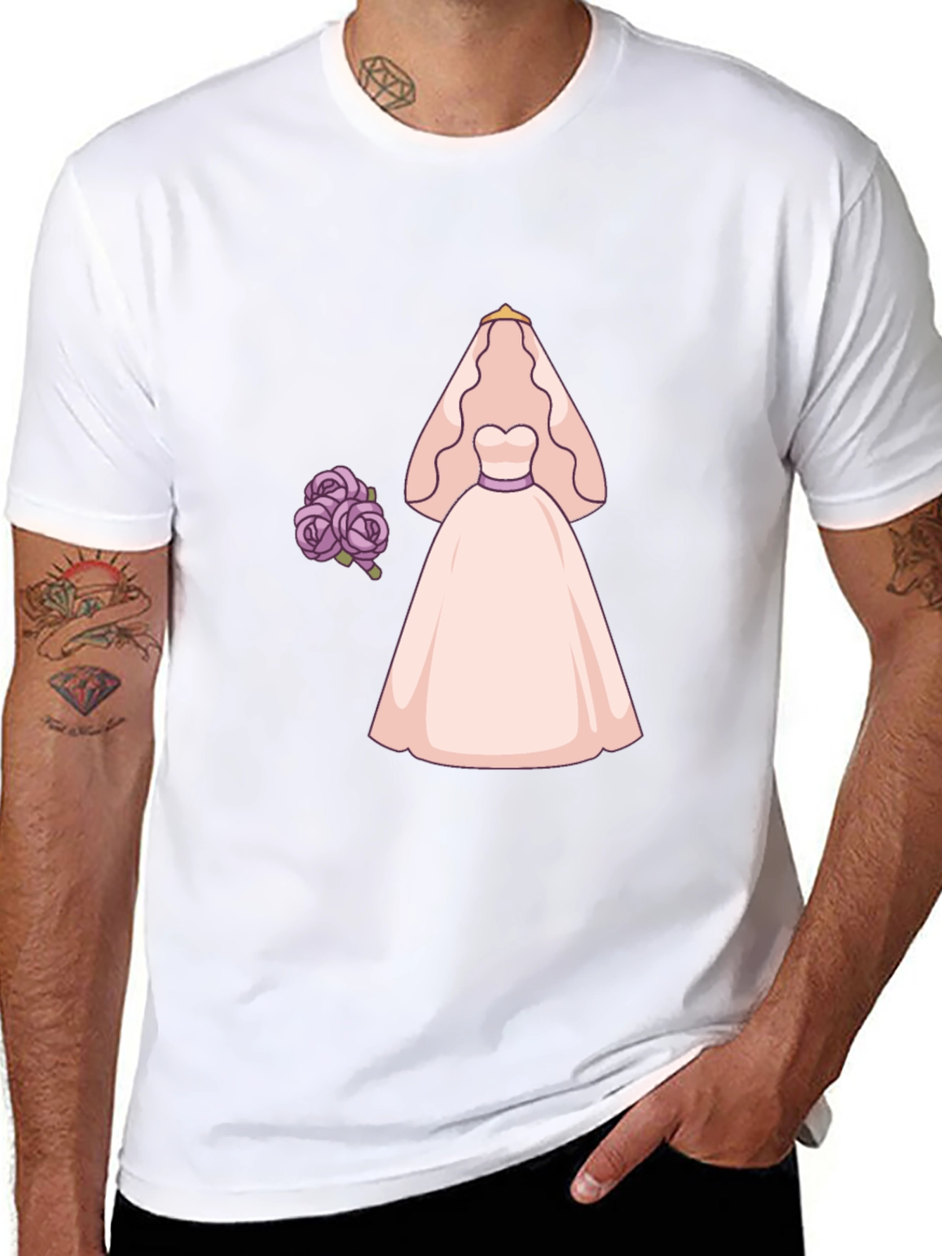Bride to Be T-Shirt - Wedding Dress & Flowers - 8