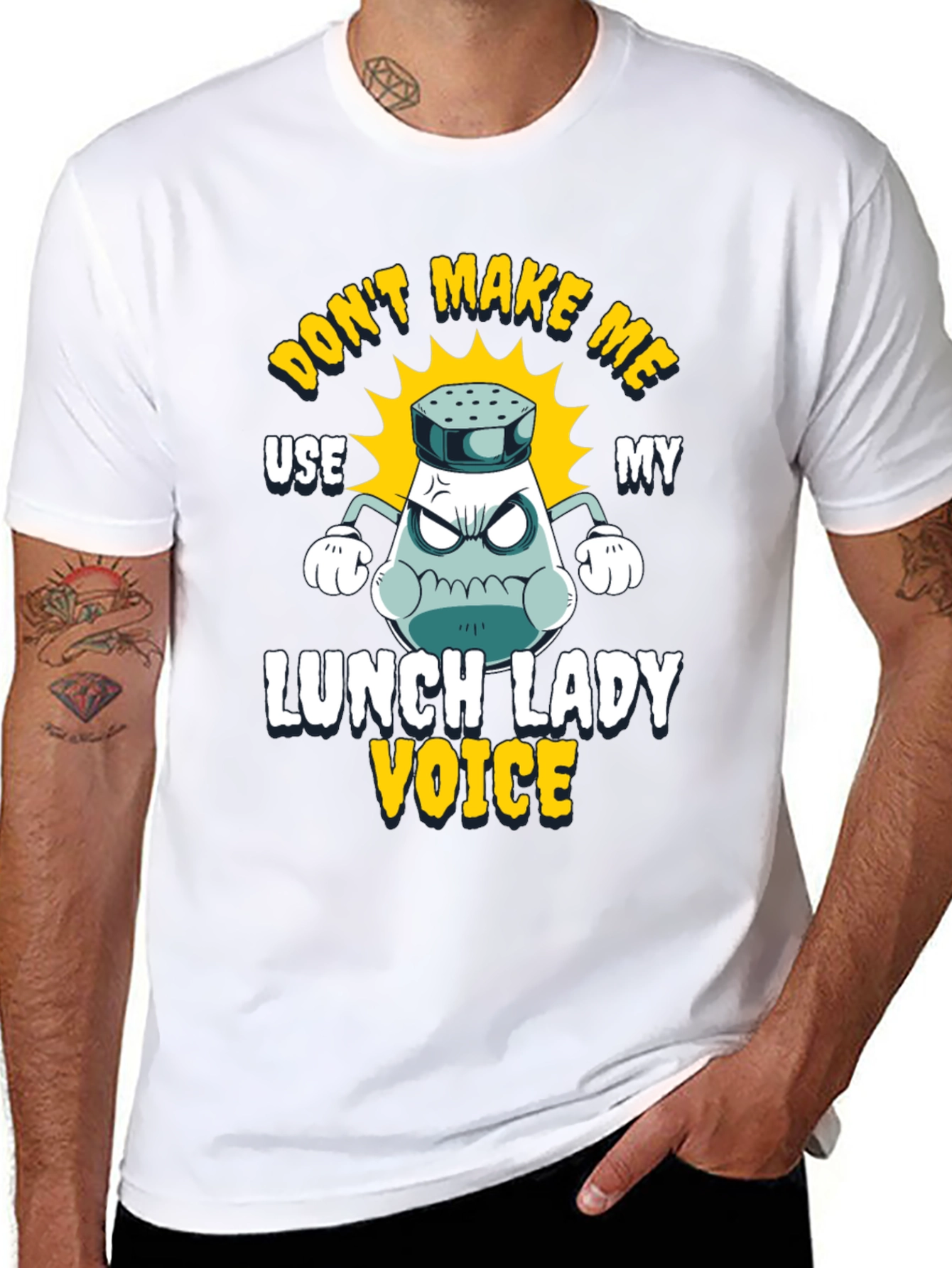 Black Don't Make Me Use My Lunch Lady Voice T-Shirt view 8