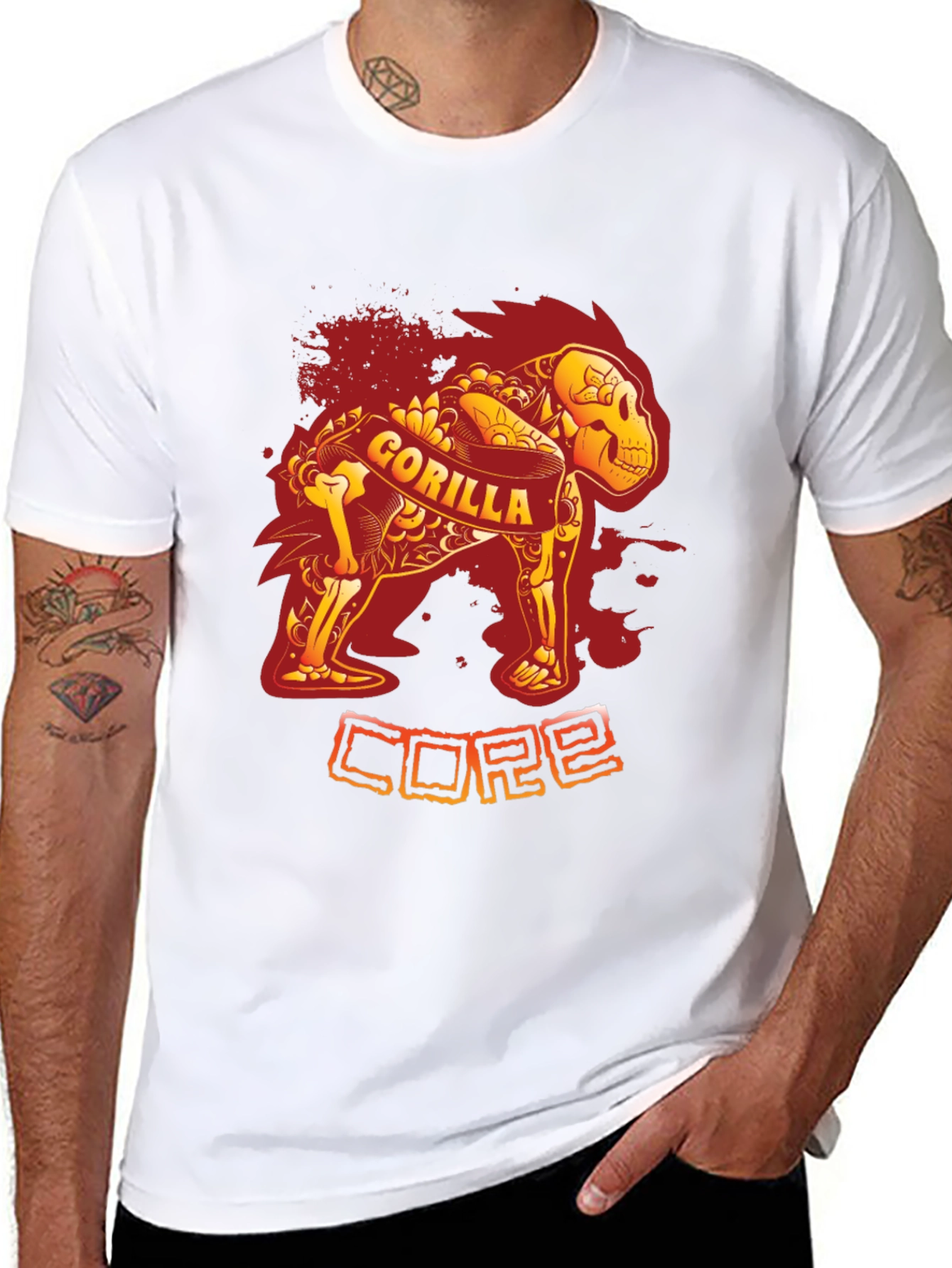 Black Gorilla Core Black T-Shirt - Unique Design view 8