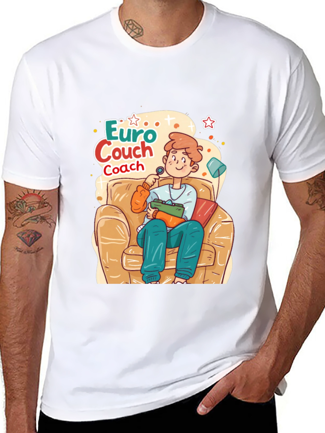 Black Euro Couch Coach T-Shirt view 8