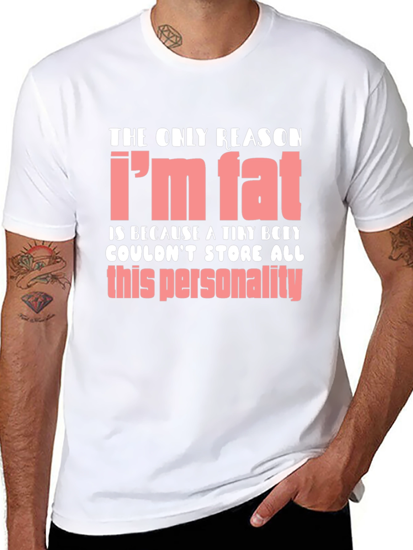Black Funny I'm Fat Personality T-Shirt view 8