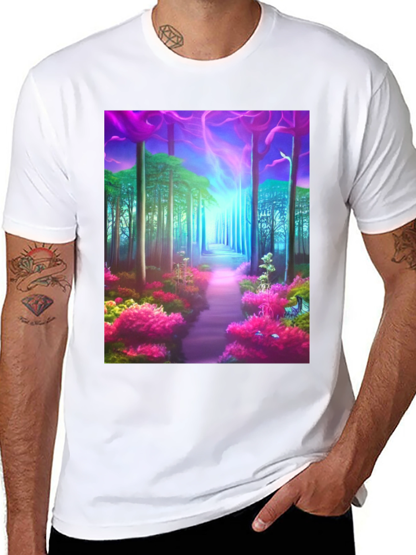 Black Enchanted Forest Graphic T-Shirt view 8
