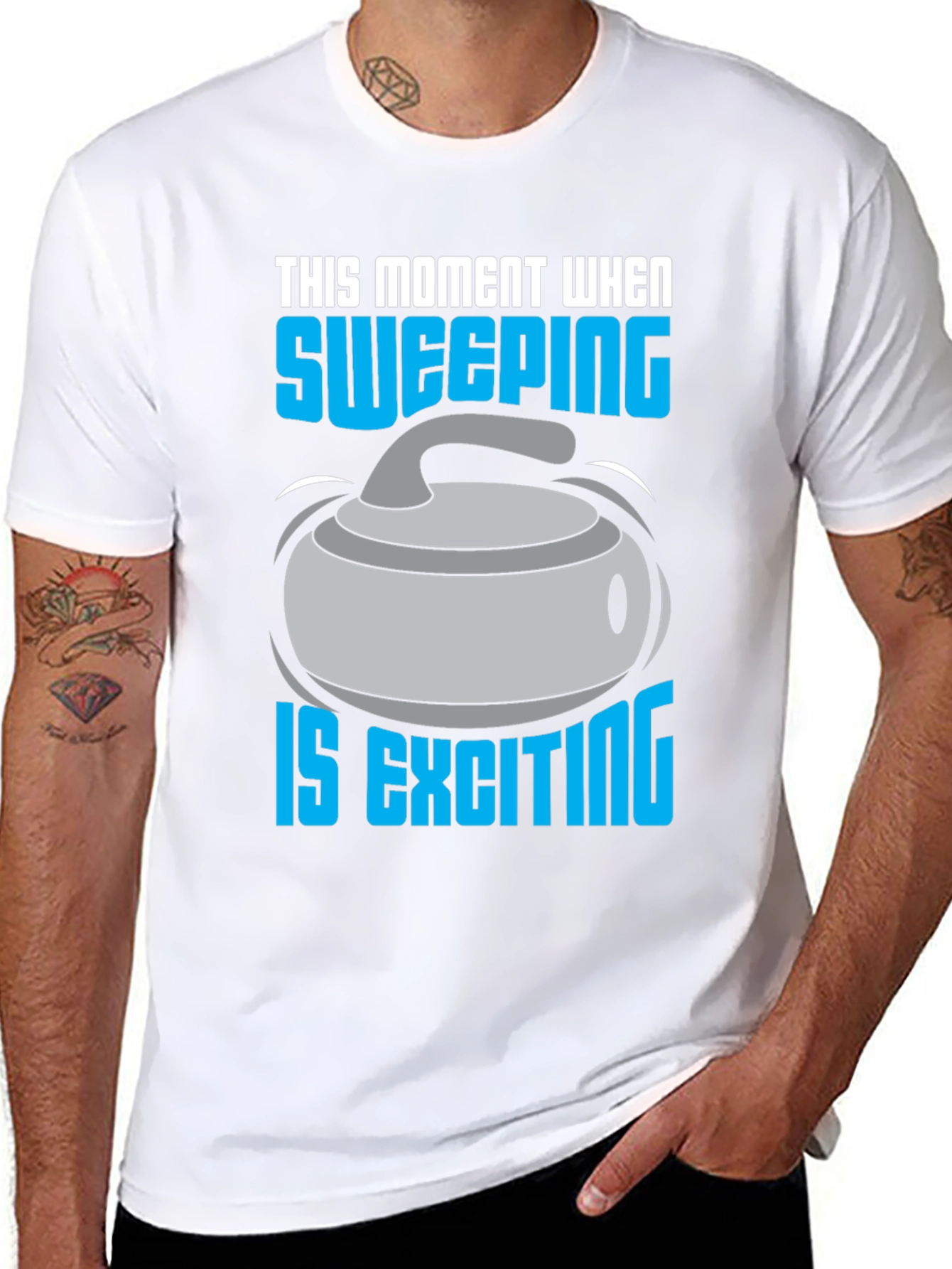 Black Sweeping is Exciting T-Shirt - Curling Fan Apparel view 8