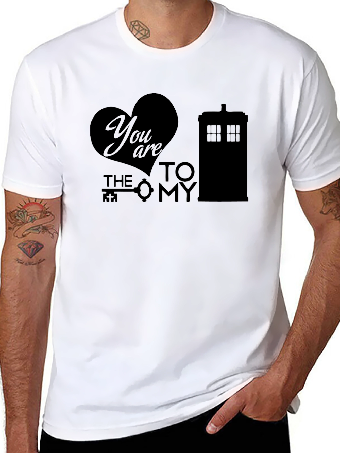 Black You Are the Key To My TARDIS Black Graphic T-Shirt view 8