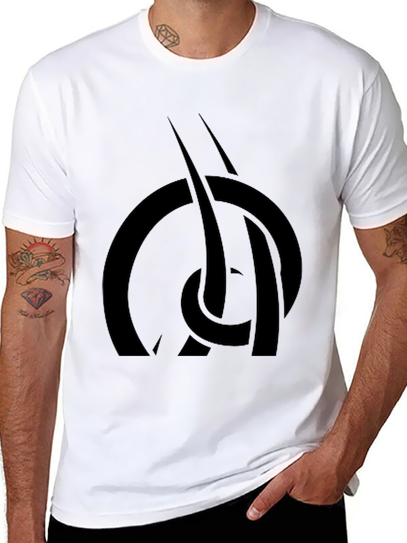 Black Abstract Symbol Black Graphic Tee view 8