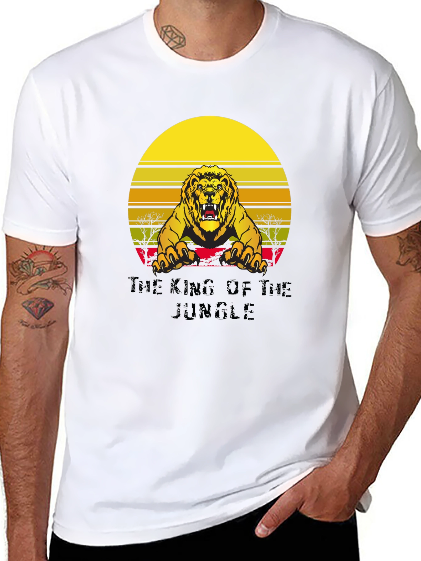 Black King of the Jungle Lion Graphic Tee - Unisex view 8
