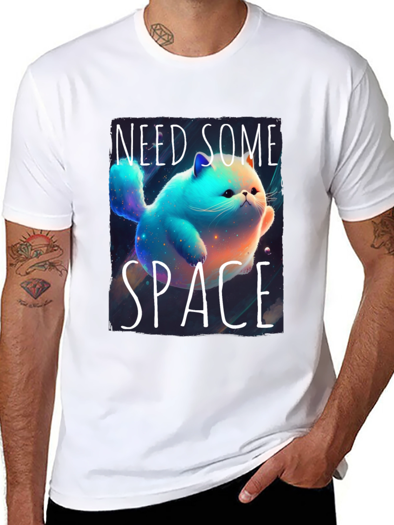 Black Need Some Space T-Shirt Cat Lover view 8