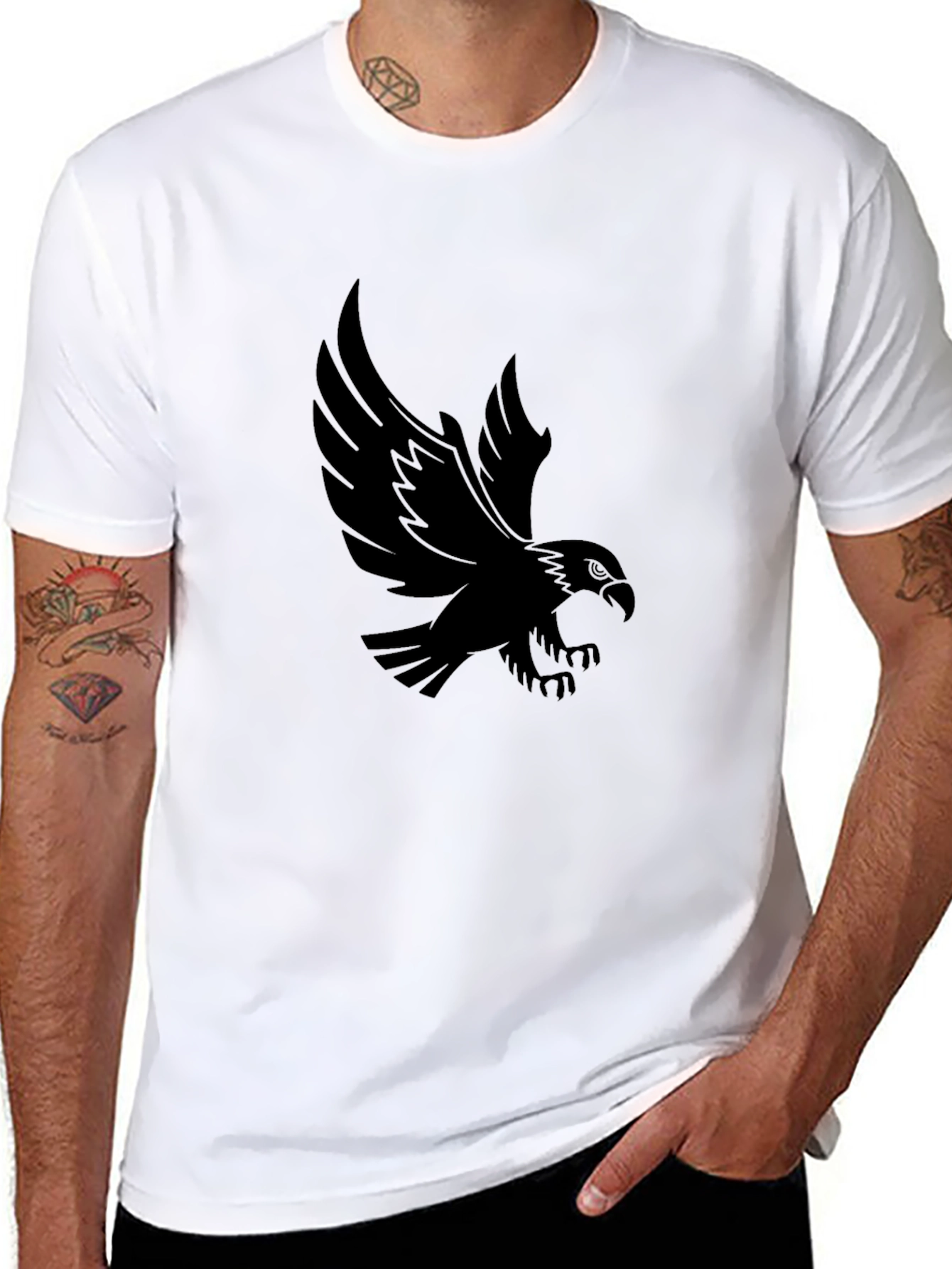 Black Black Eagle Graphic Tee - Men's Cool Casual Shirt view 8