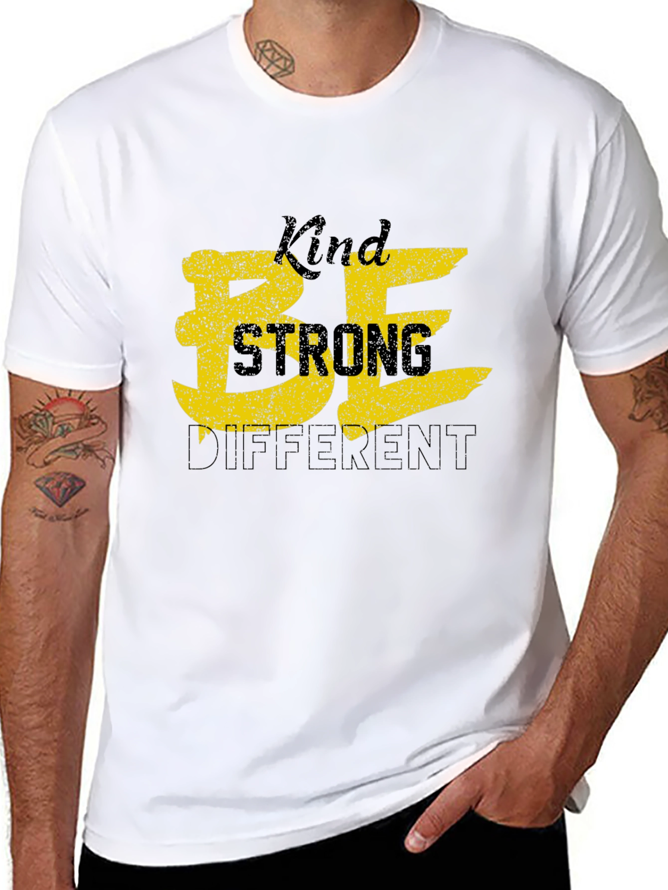 Black Be Kind, Be Strong, Be Different Black T-Shirt view 8