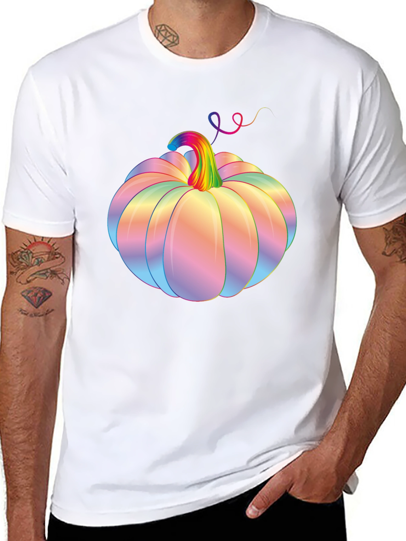 Black Rainbow Pumpkin Graphic Tee - Fall Fashion view 8