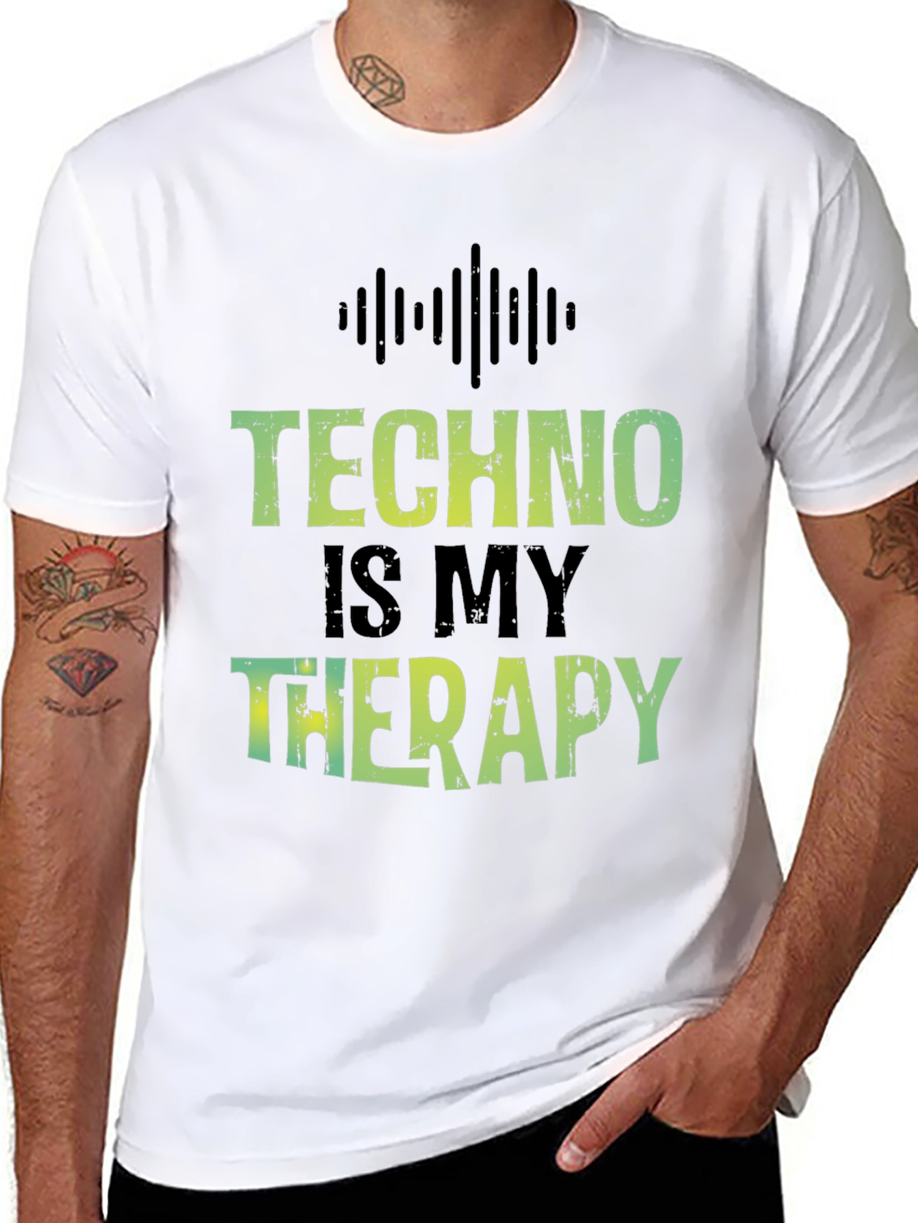 Black Techno is My Therapy T-Shirt - Music Lover Tee view 8