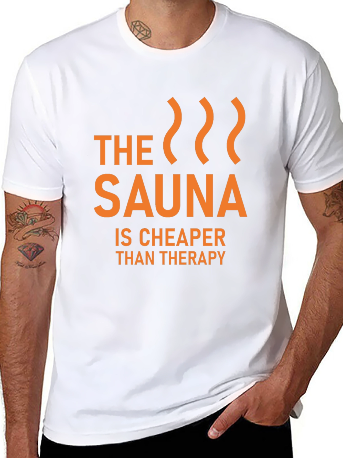 Black Sauna Cheaper Than Therapy Graphic T-Shirt view 8