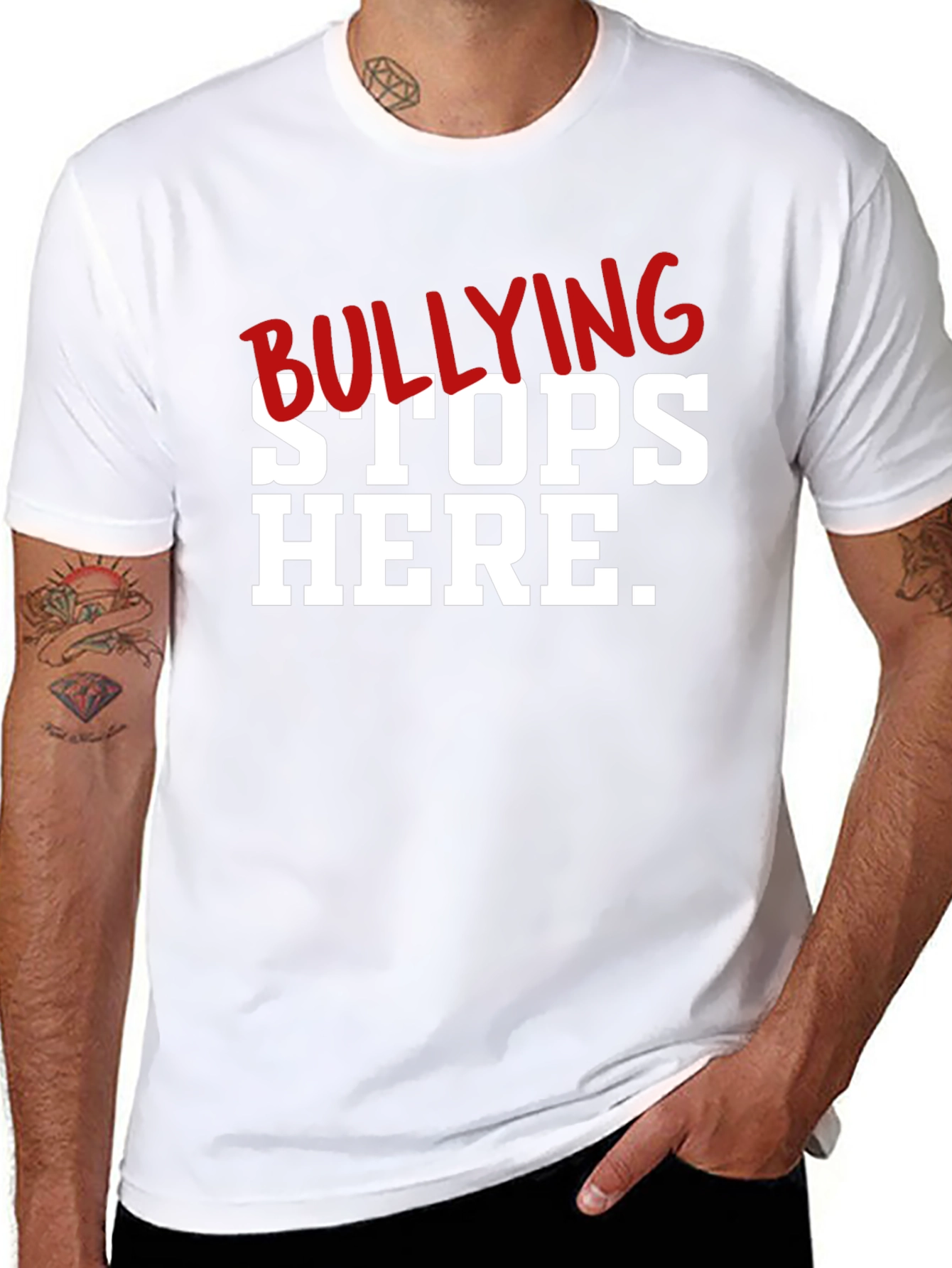 Black Bullying Stops Here Graphic T-Shirt view 8