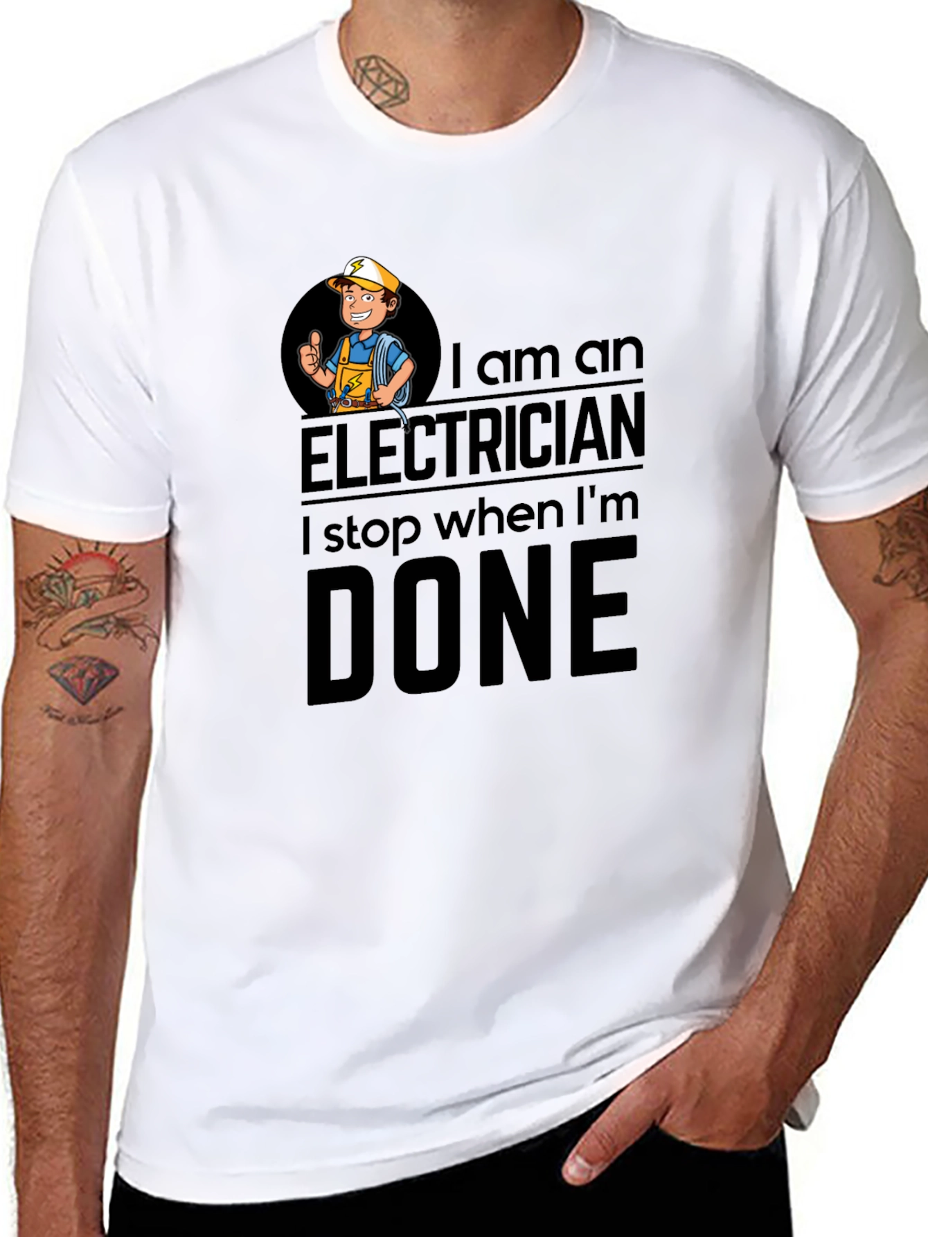 Black Electrician T-Shirt: I Stop When I'm Done view 8
