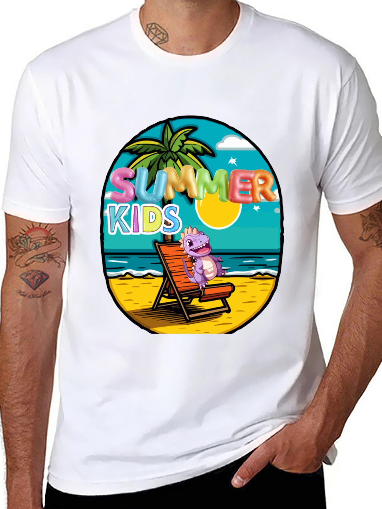Black Summer Kids Beach T-Shirt view 8