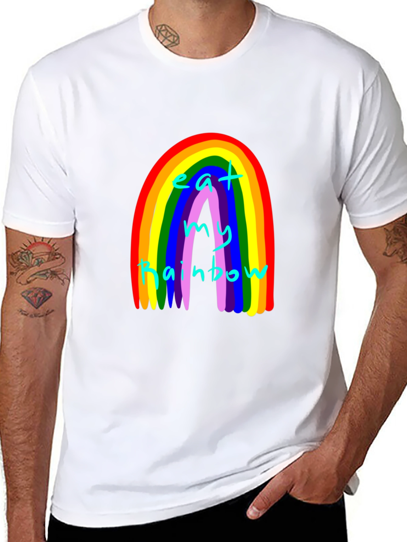 Black Eat My Rainbow Graphic Tee - Black Unisex T-Shirt view 8