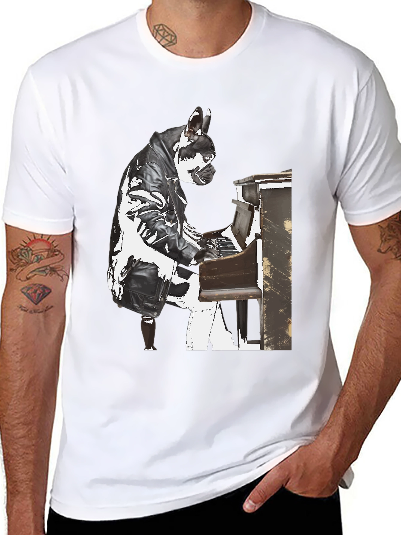 Black Piano Dog T-Shirt - Quirky Style view 8