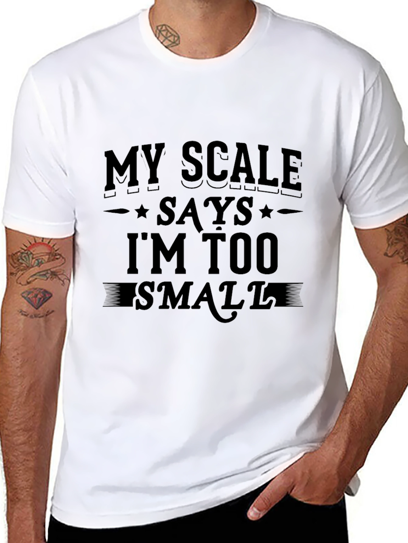 Black Funny 'My Scale Says I'm Too Small' Black T-Shirt view 8