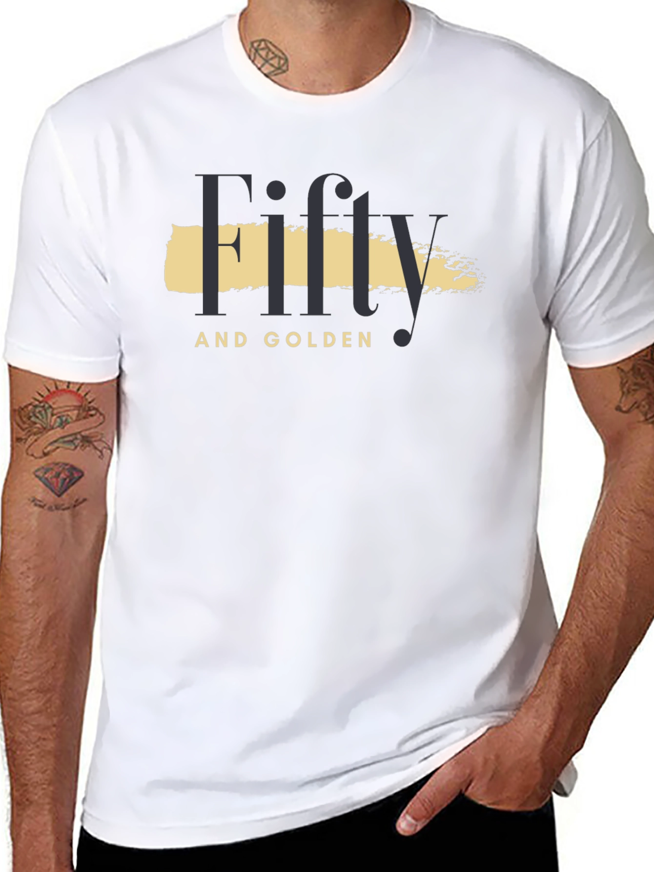 Black Fifty and Golden Black Graphic T-Shirt view 8