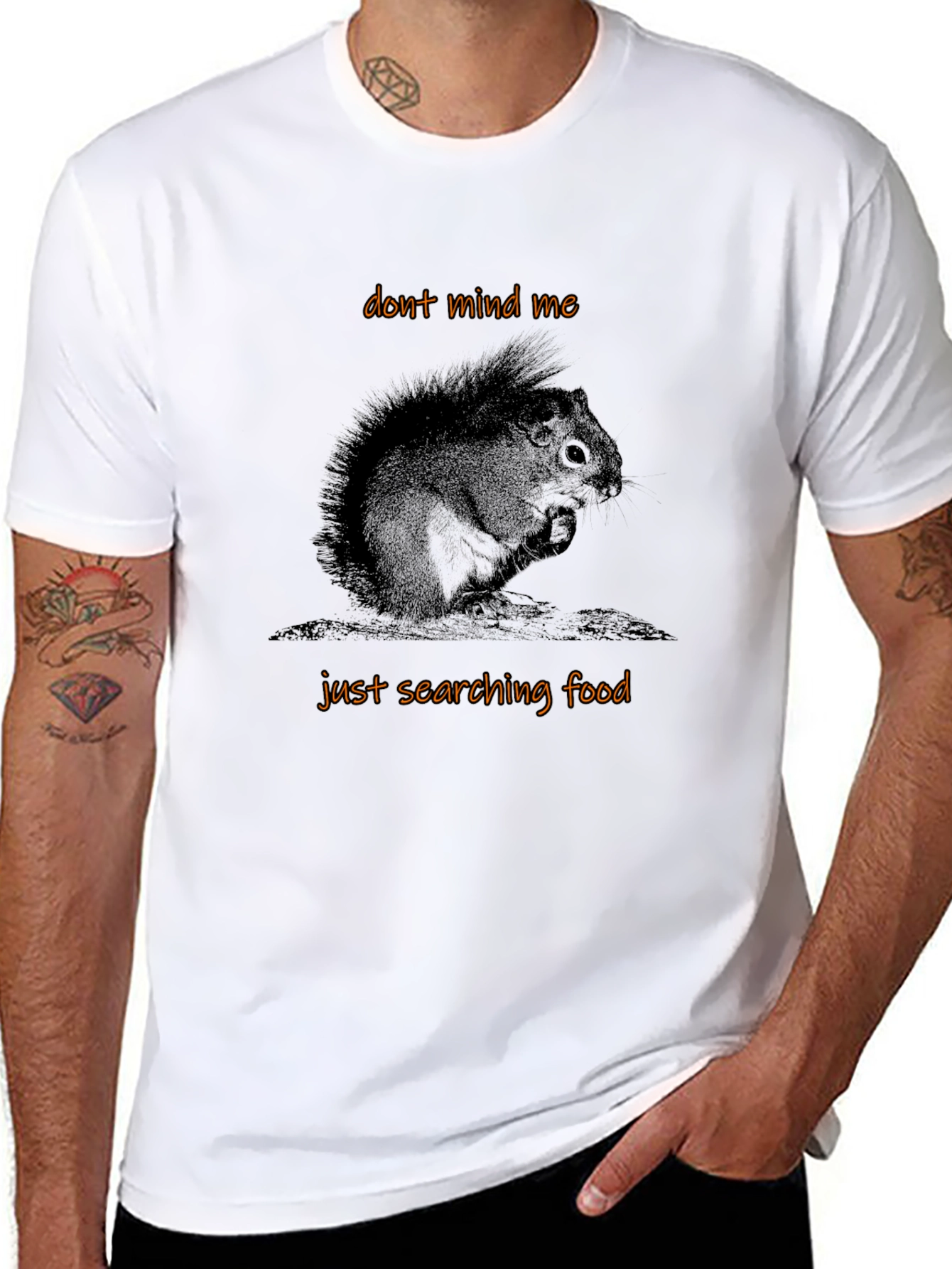 Black Whimsical Squirrel Graphic Tee - 'Don't Mind Me' view 8