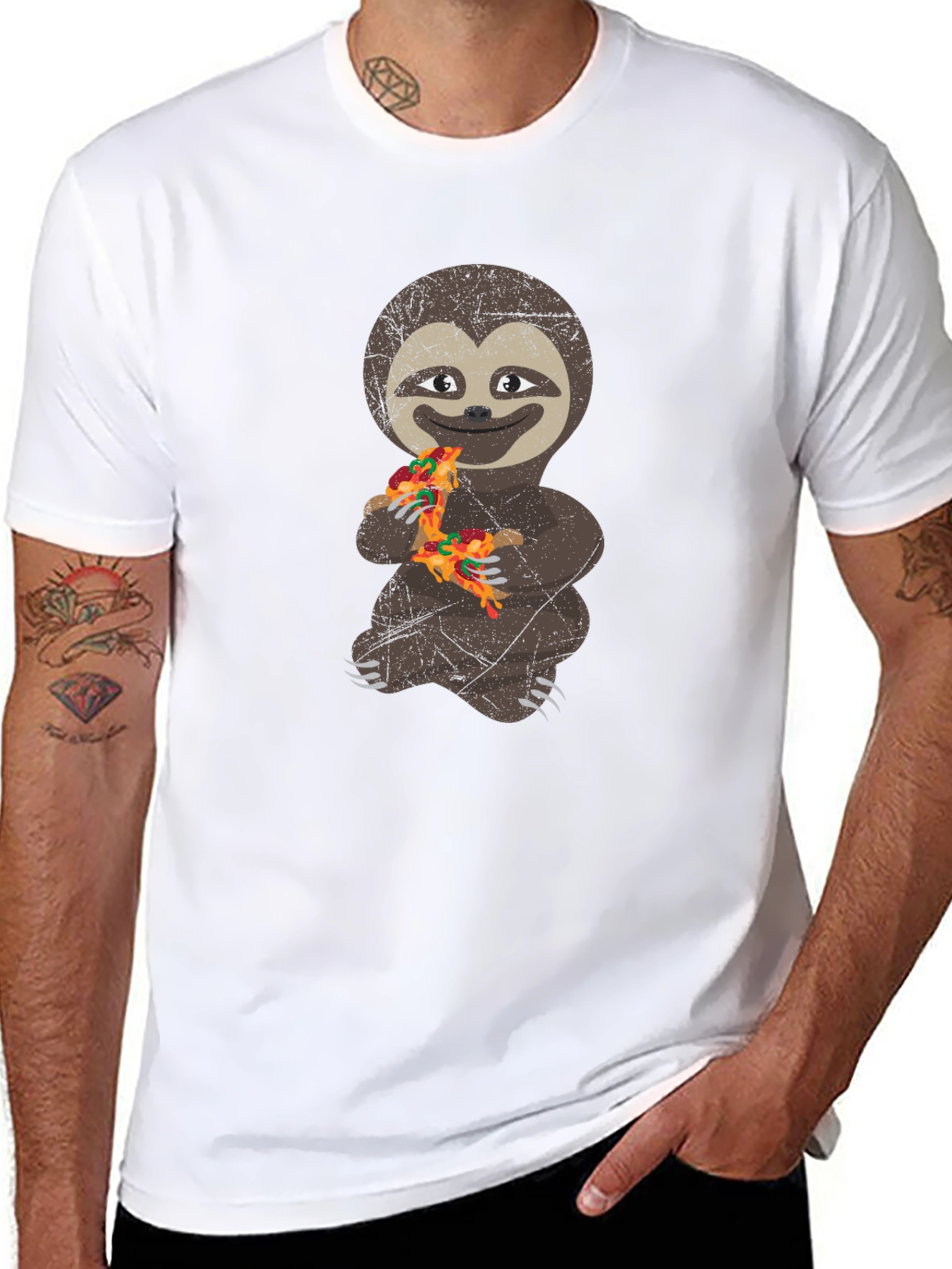 Black Sloth Pizza Lover T-Shirt - Funny Graphic Tee view 8