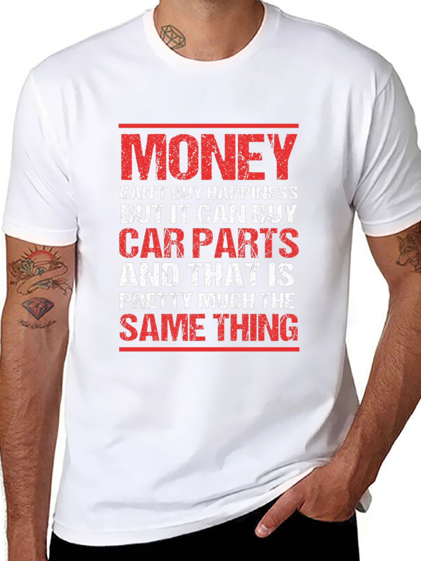 Black Funny Car Parts T-Shirt - Money Can Buy Car Parts view 8