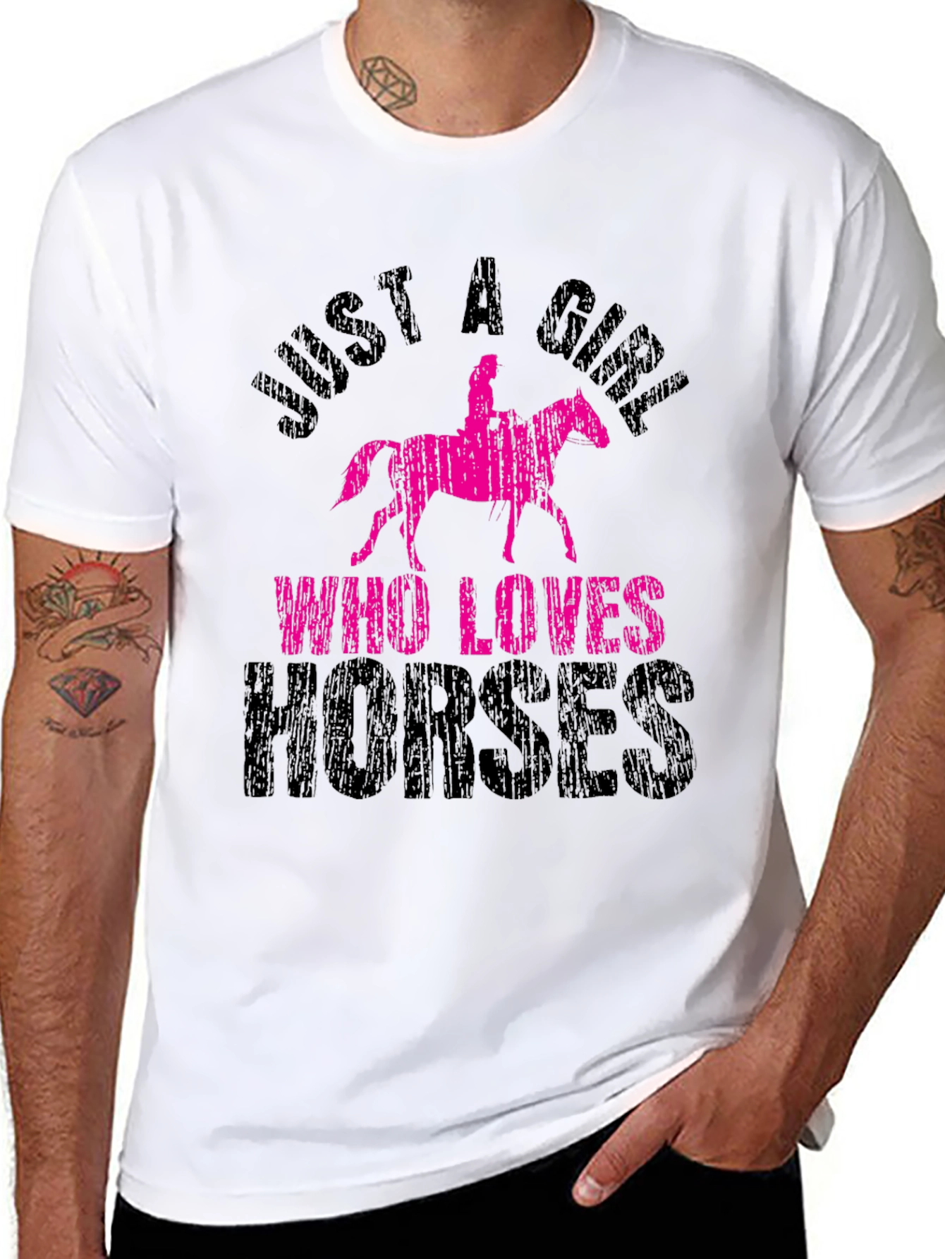 Black Just A Girl Who Loves Horses T-Shirt view 8