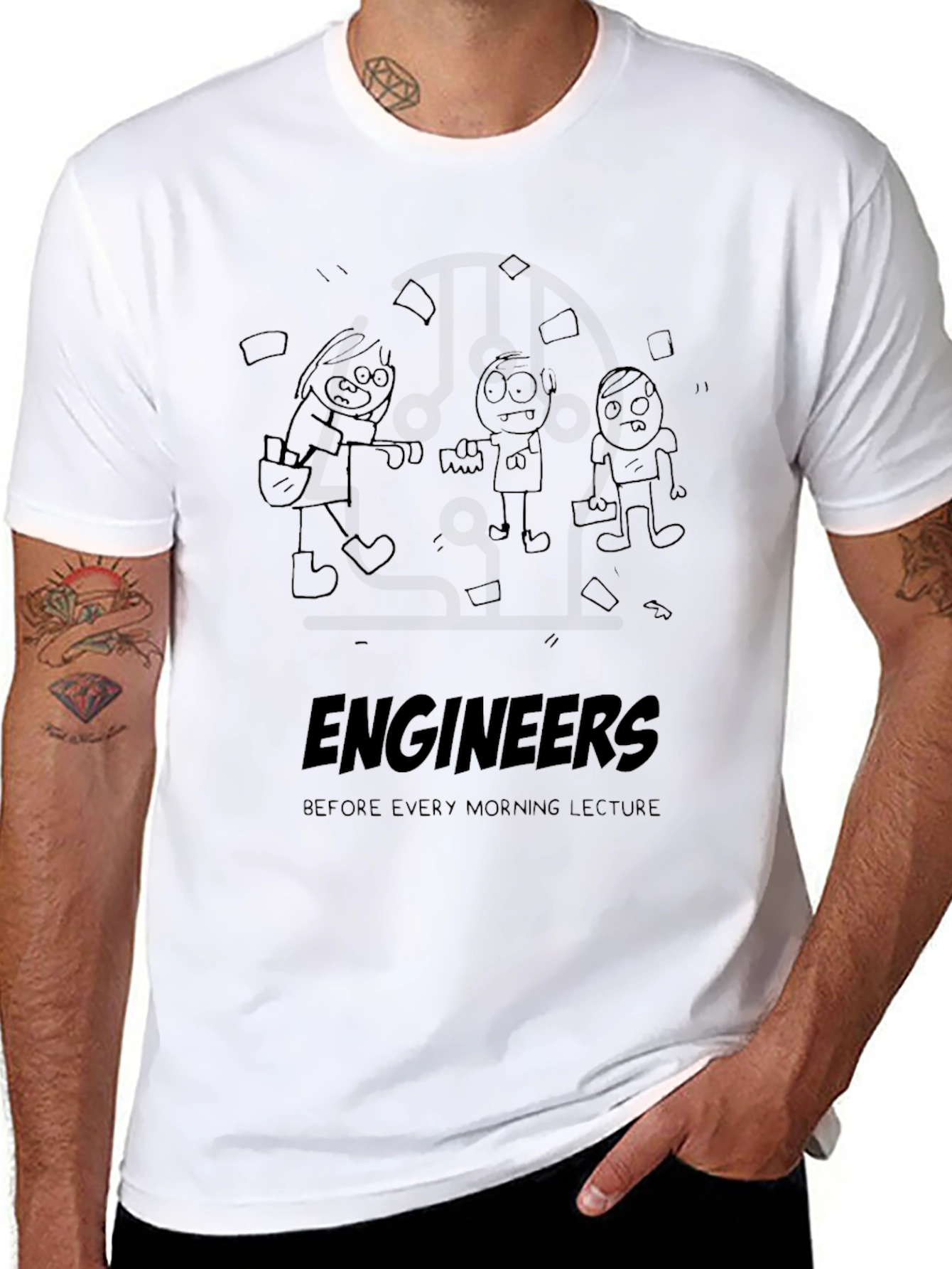 Black Engineers Before Lecture Graphic Tee - Black Cotton T-Shirt view 8