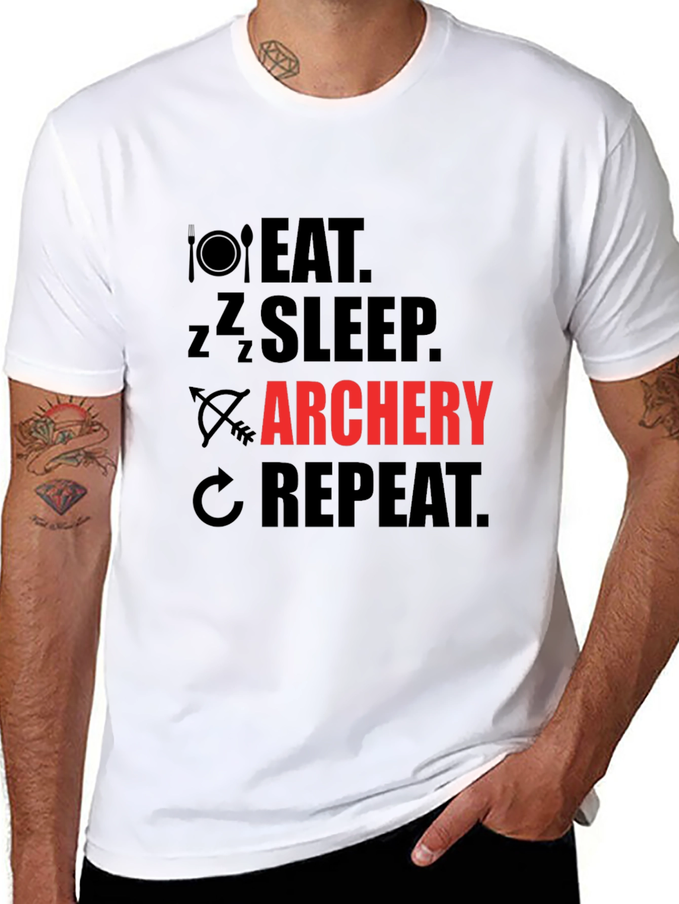 Black Eat Sleep Archery Repeat Graphic T-Shirt view 8