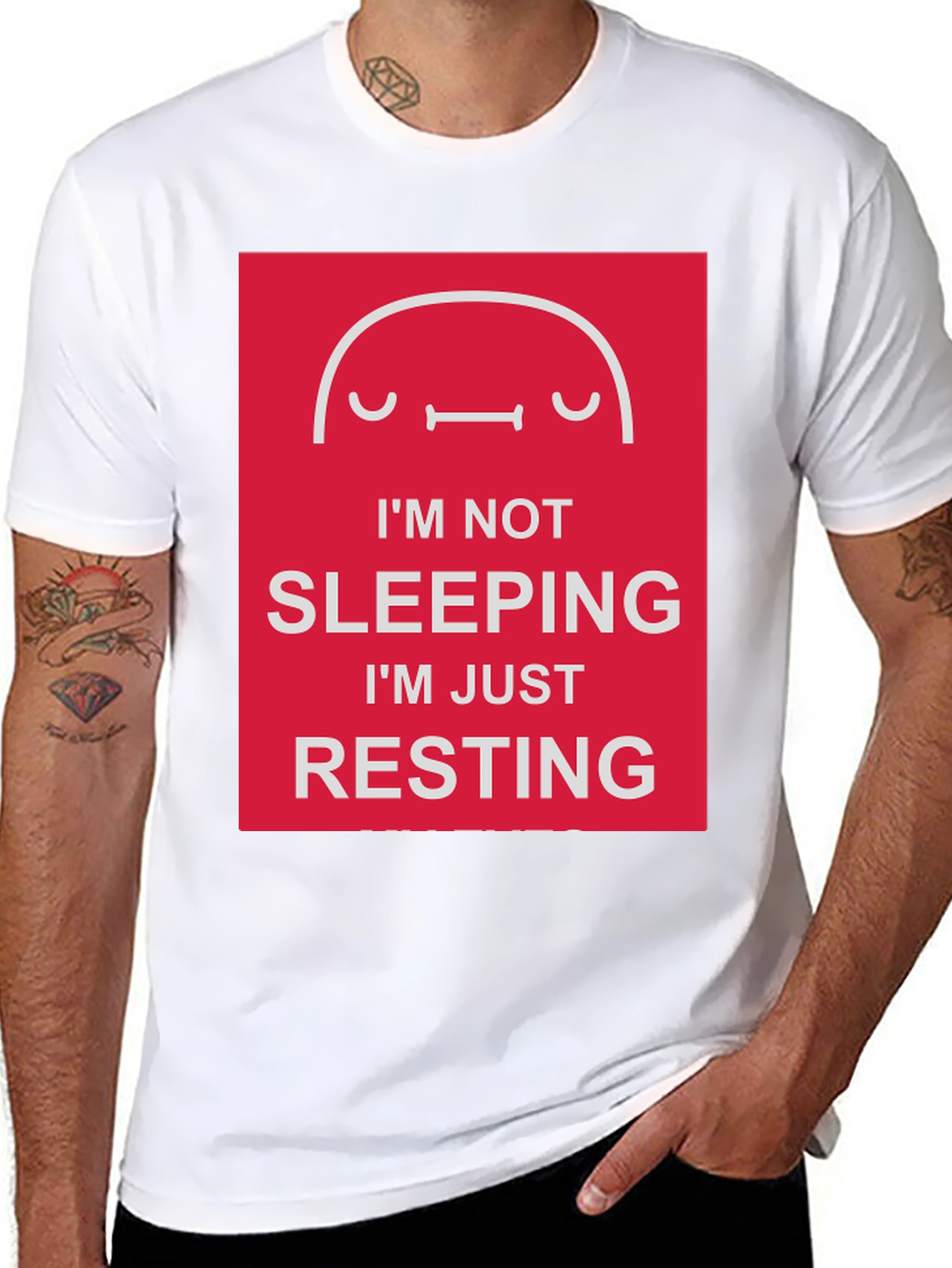 Black Funny Resting T-Shirt - I'm Not Sleeping view 8