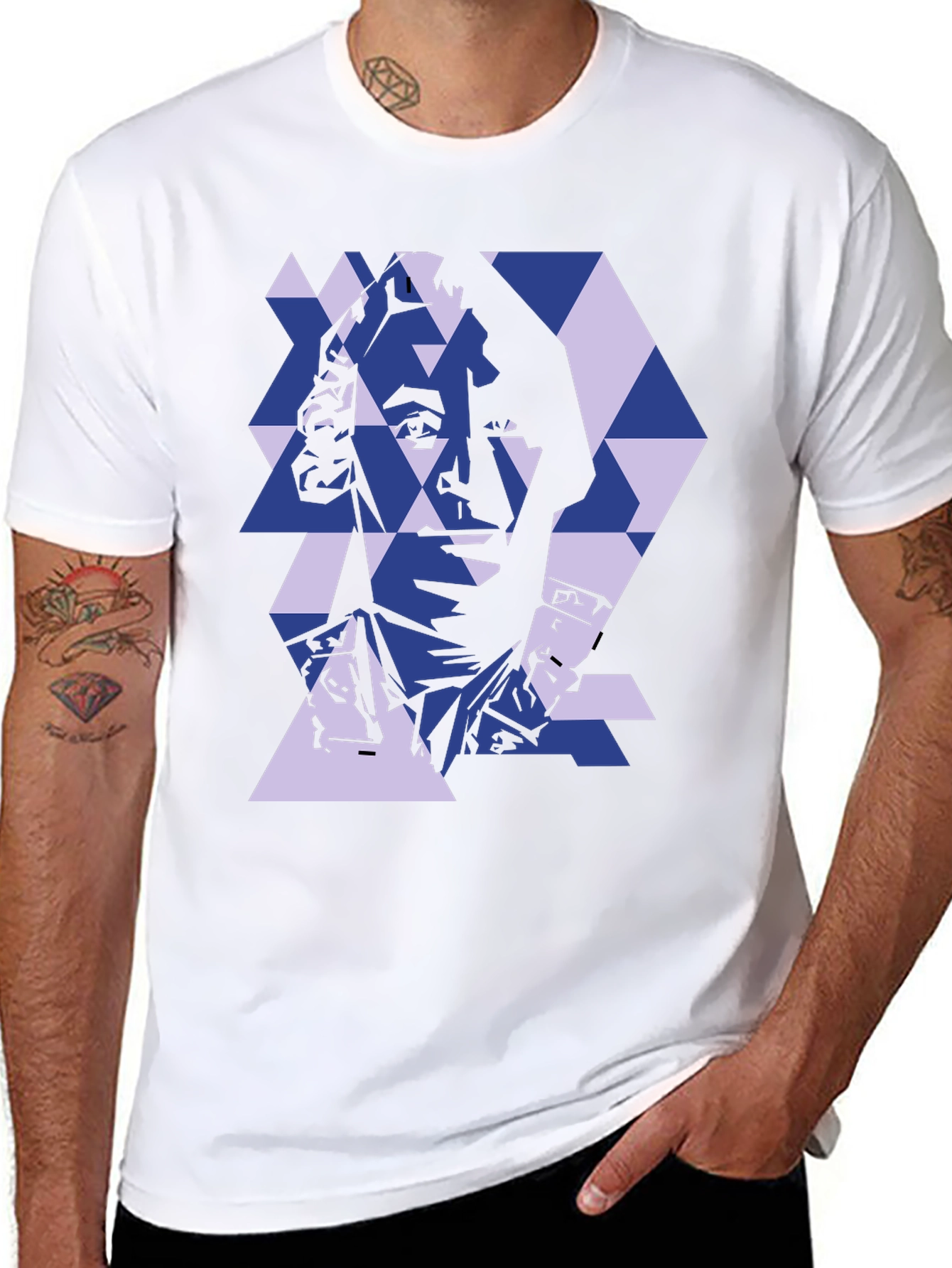 Black Geometric Portrait Tee - Stylish Abstract Design view 8
