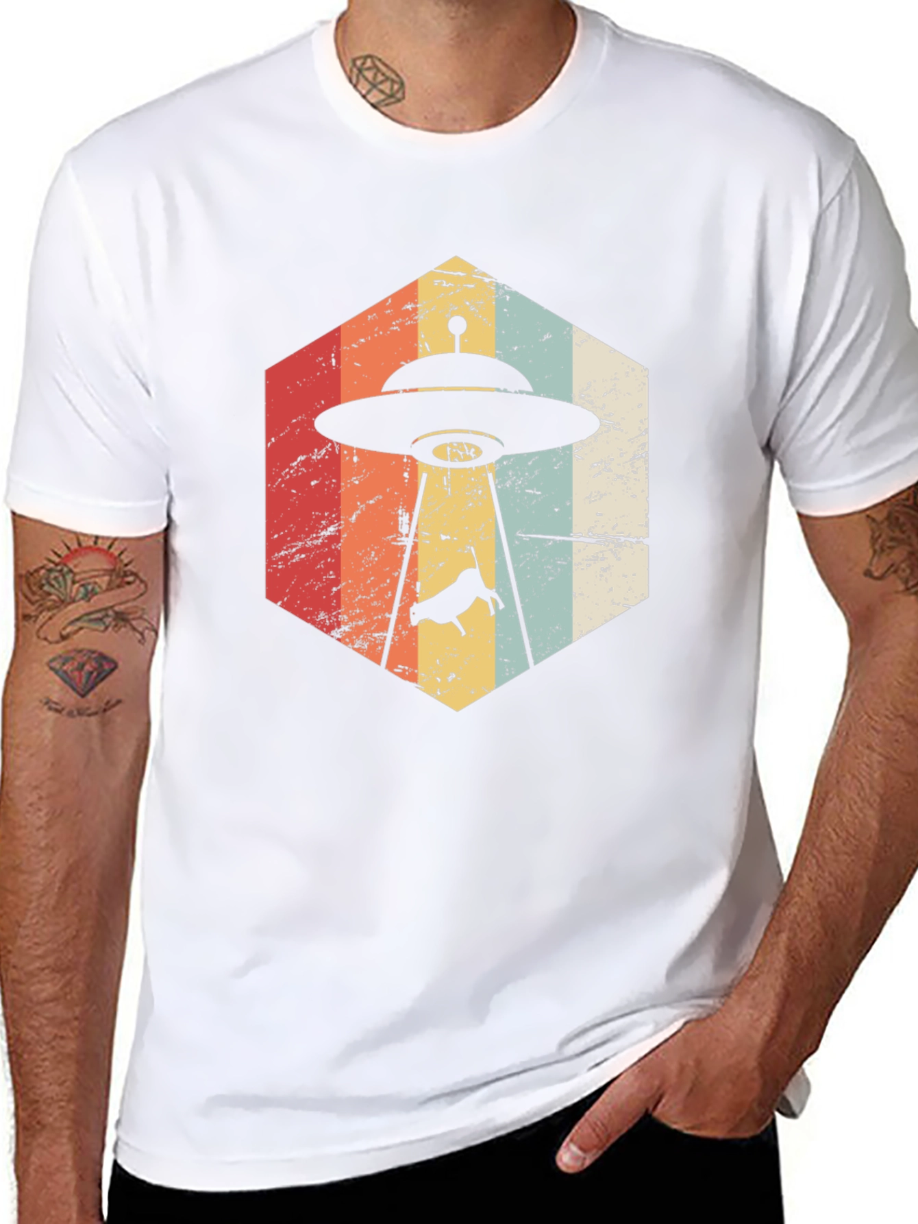 Black Retro Alien Abduction T-Shirt view 8