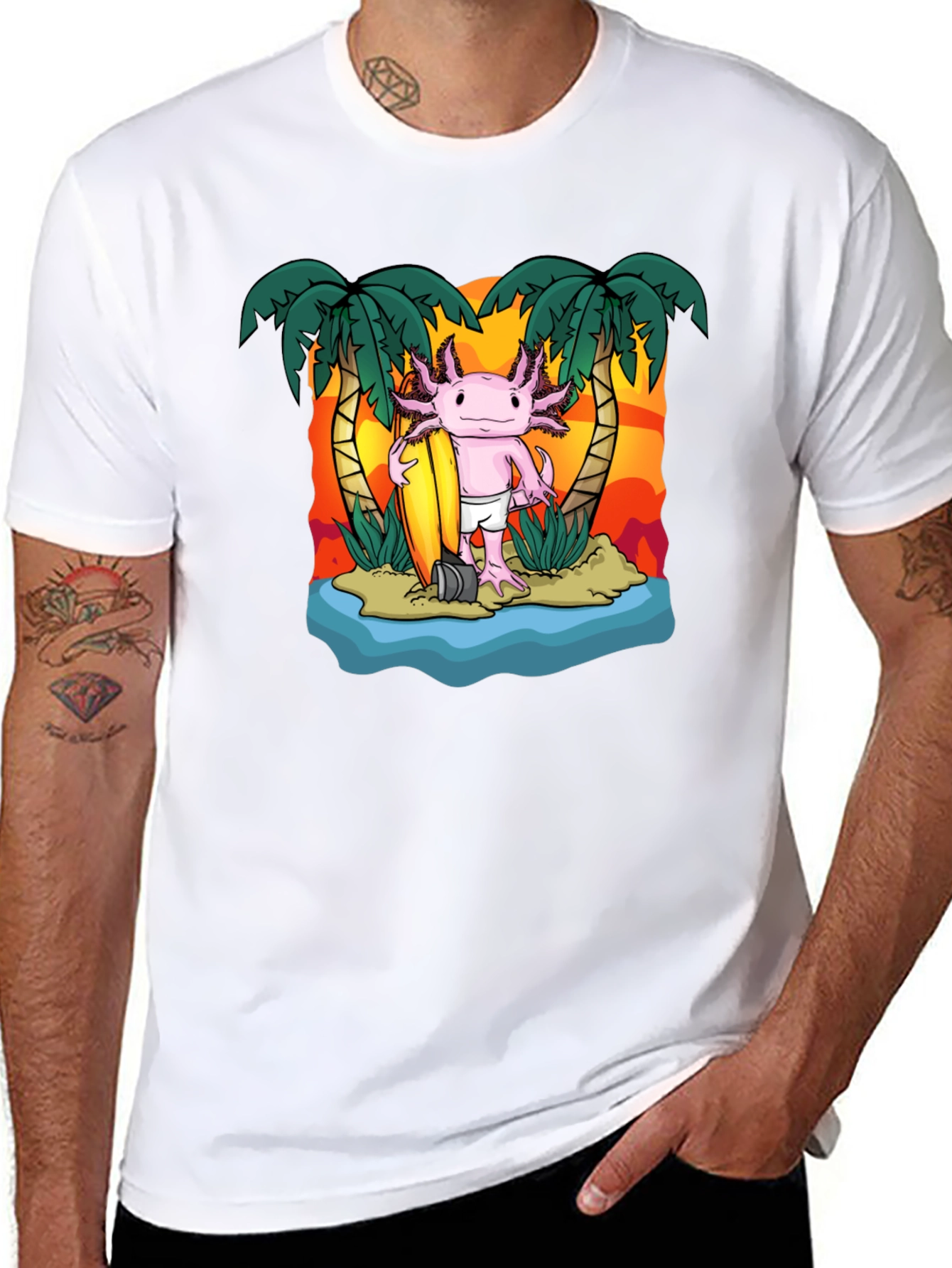 Black Axolotl Surfer T-Shirt view 8