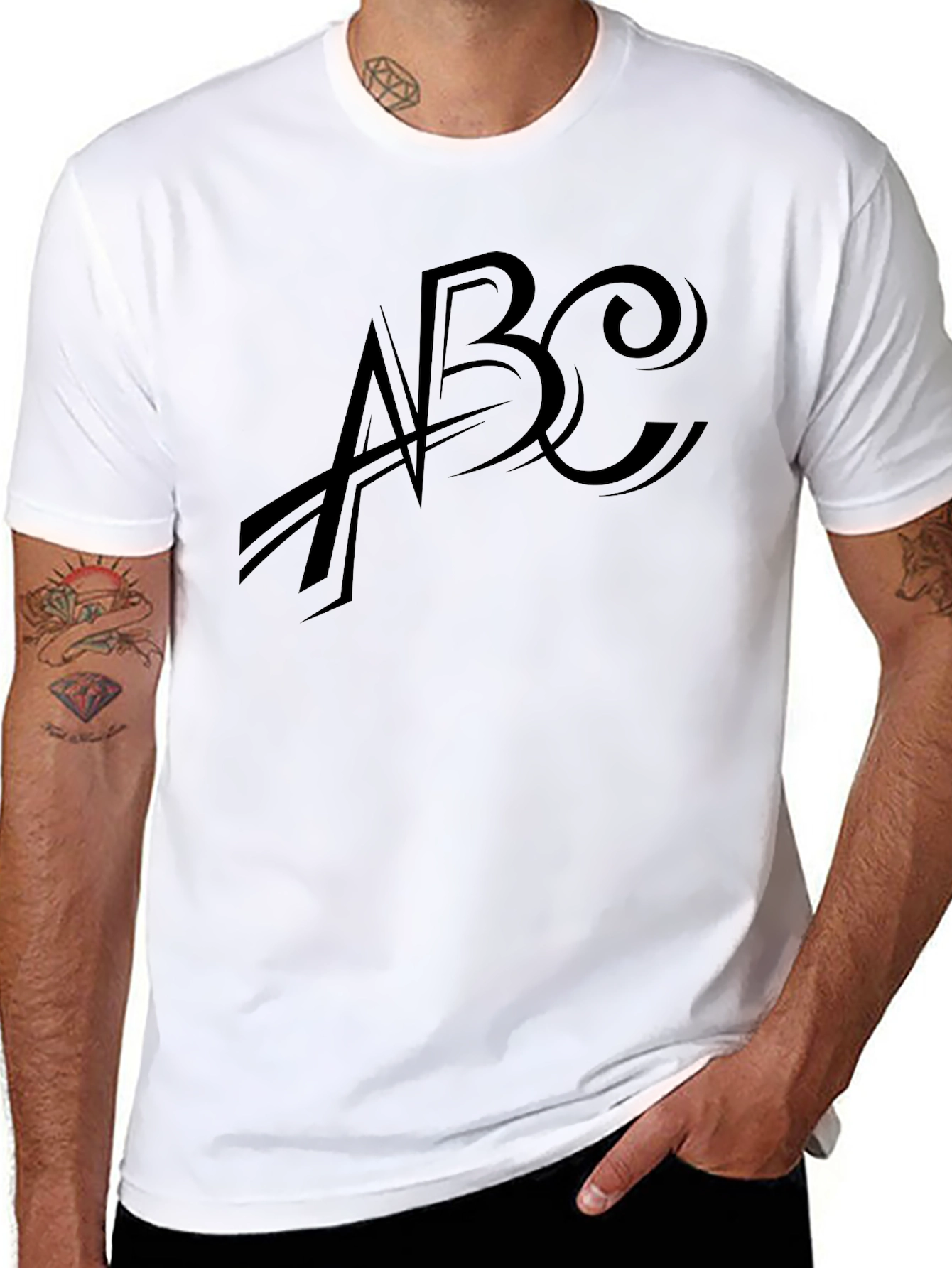 Black Men's Black Graphic Tee - ABC Design view 8