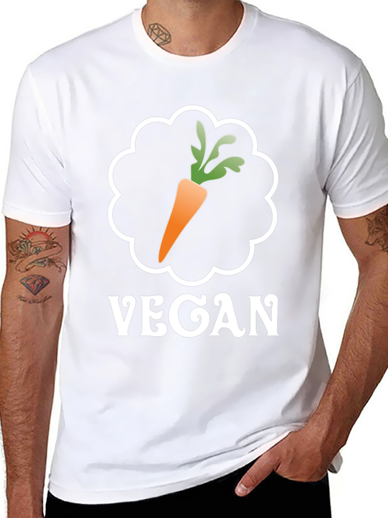 Black Vegan Carrot Graphic Tee - Soft Cotton Comfort view 8