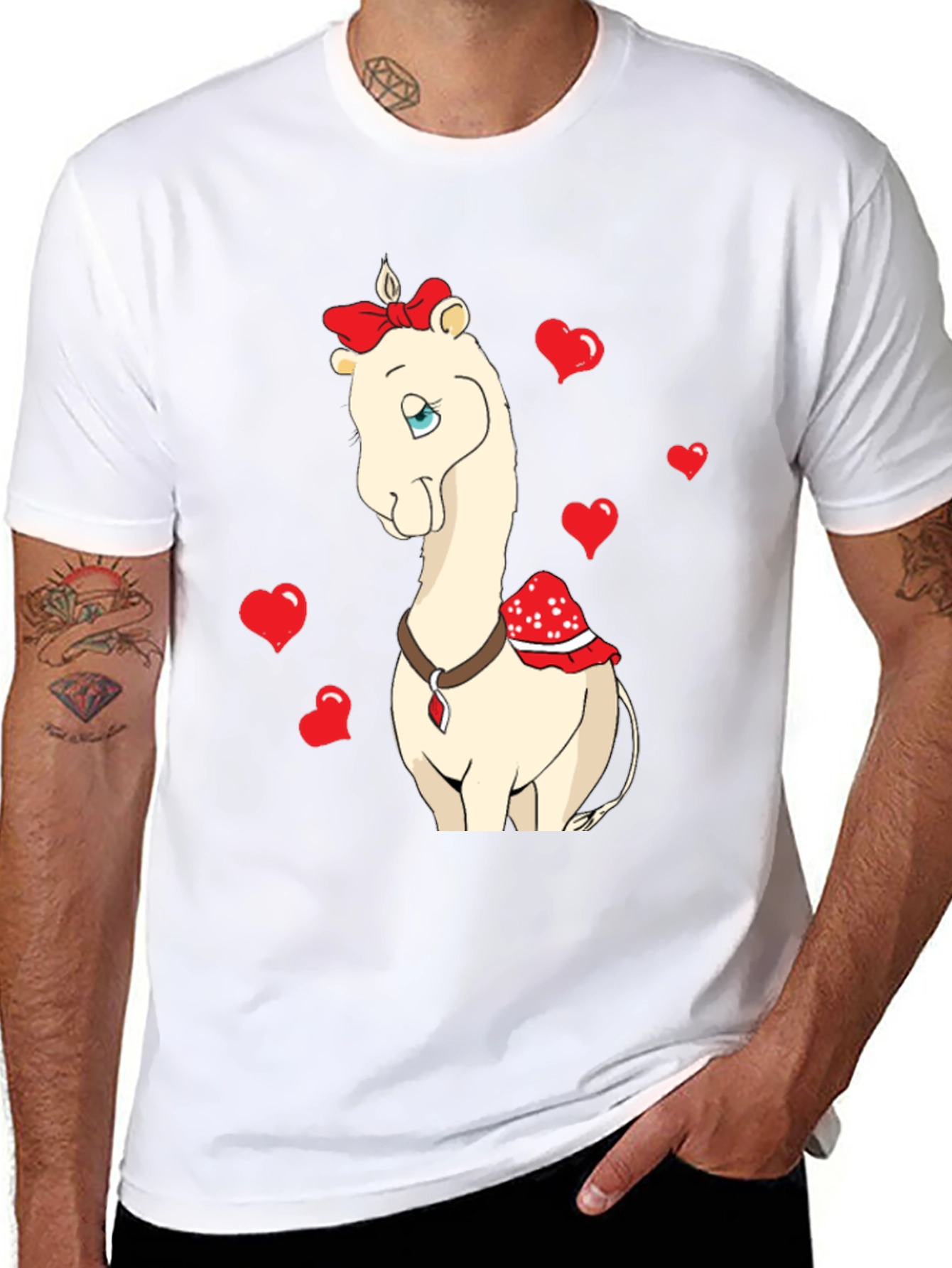 Black Cute Camel With Bow & Hearts Valentine's T-Shirt view 8