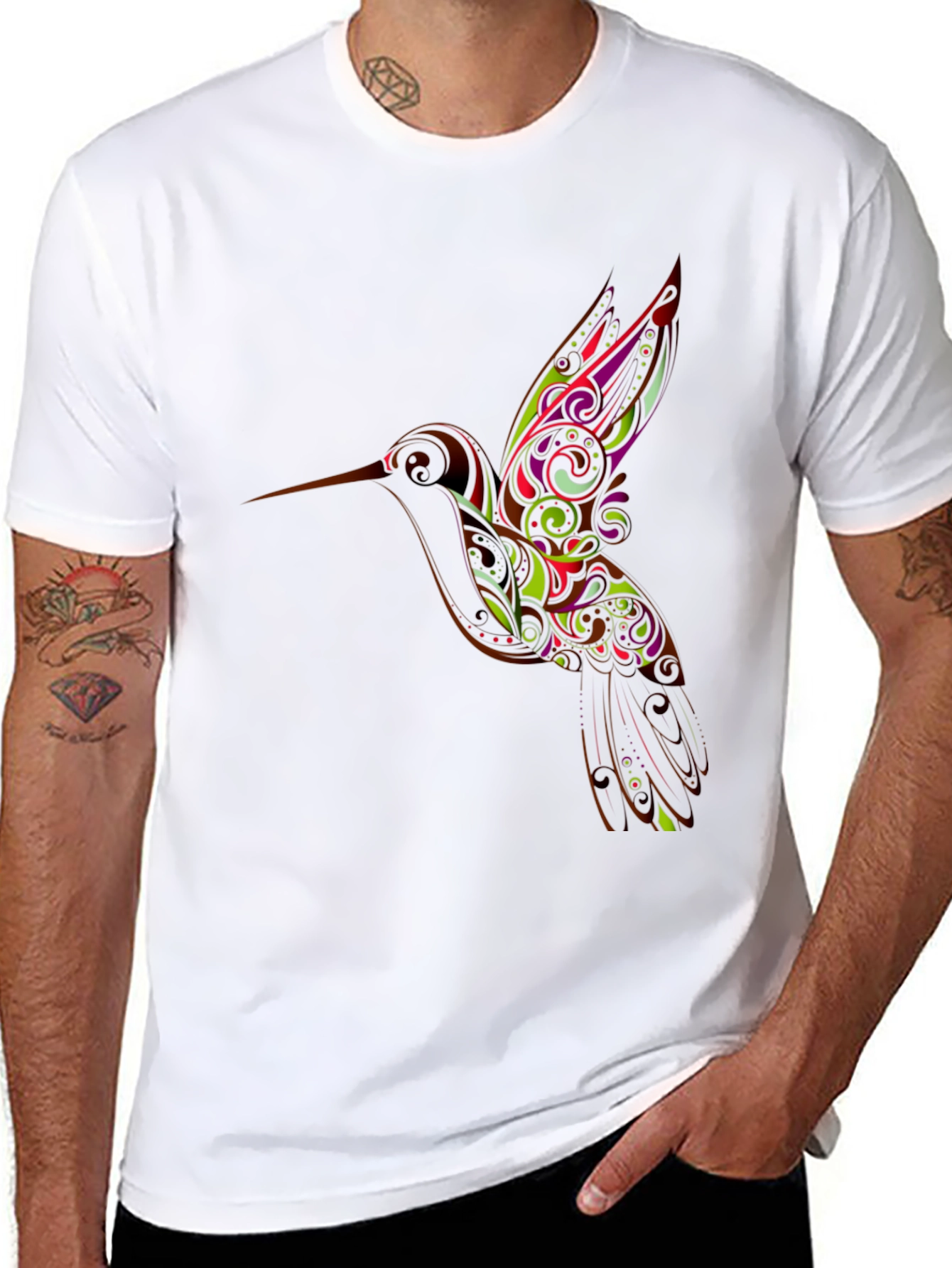 Black Hummingbird Graphic Black T-Shirt view 8