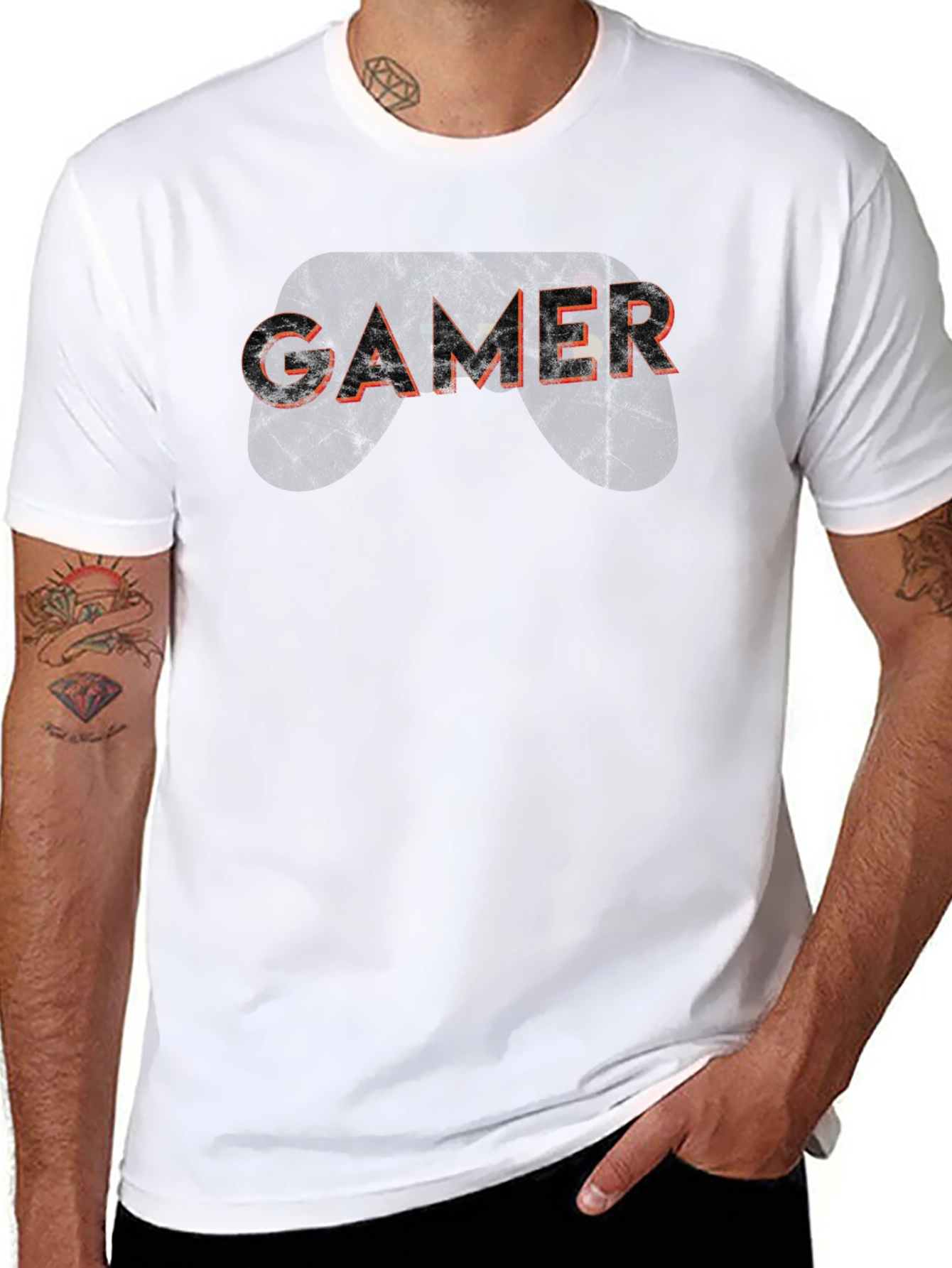 Black Gamer Graphic Tee - Black Cotton Casual Shirt view 8