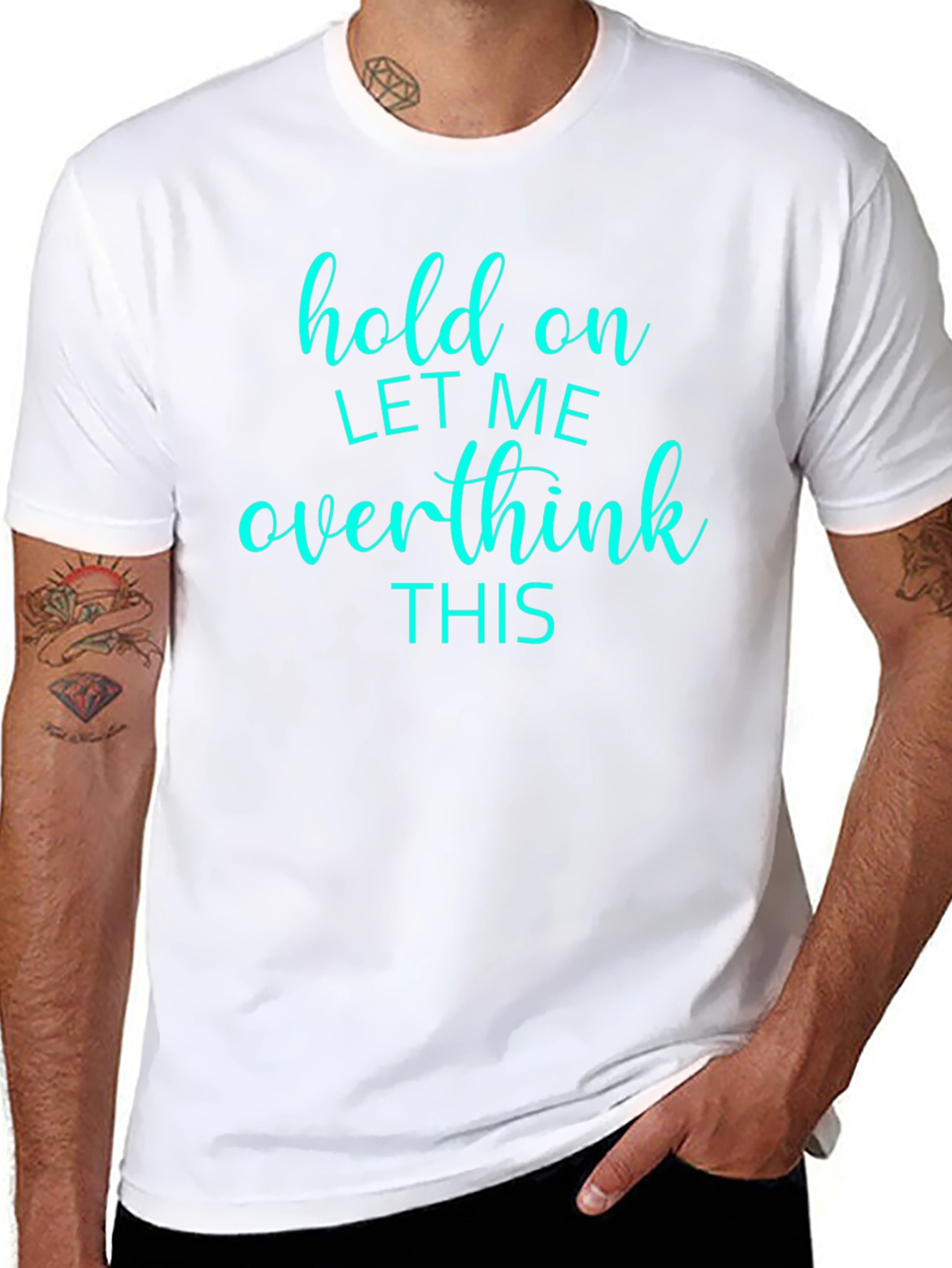 Black Overthink This Graphic Tee - Men's Black T-Shirt view 8