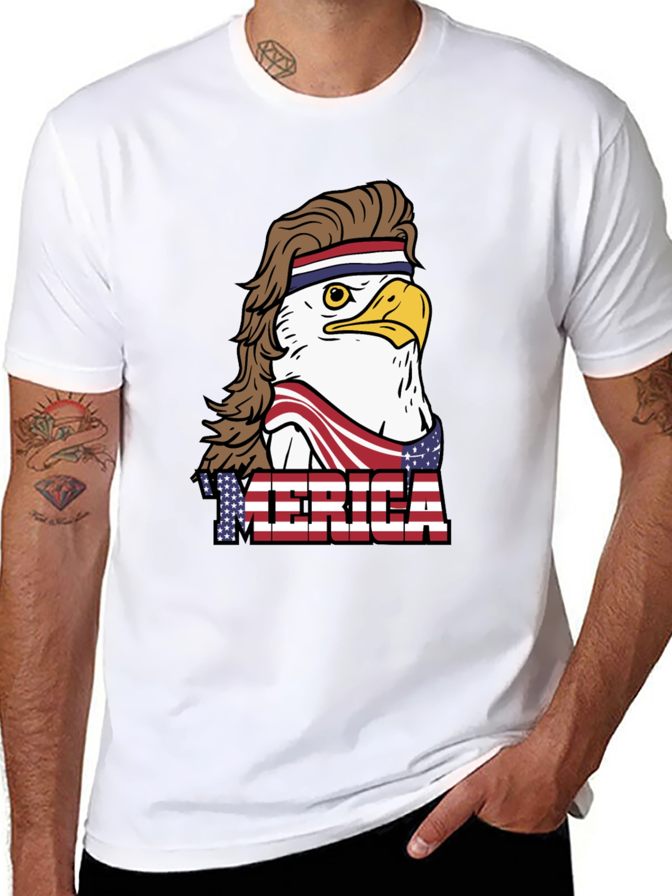 Black USA Eagle Mullet T-Shirt: Patriotic & Funny view 8