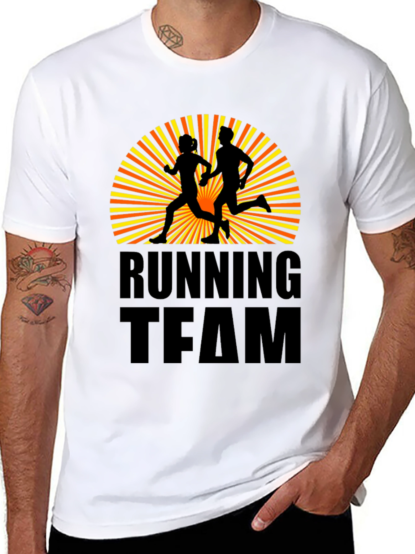 Black Running Team Graphic Tee - Athletic Sport T-Shirt view 8