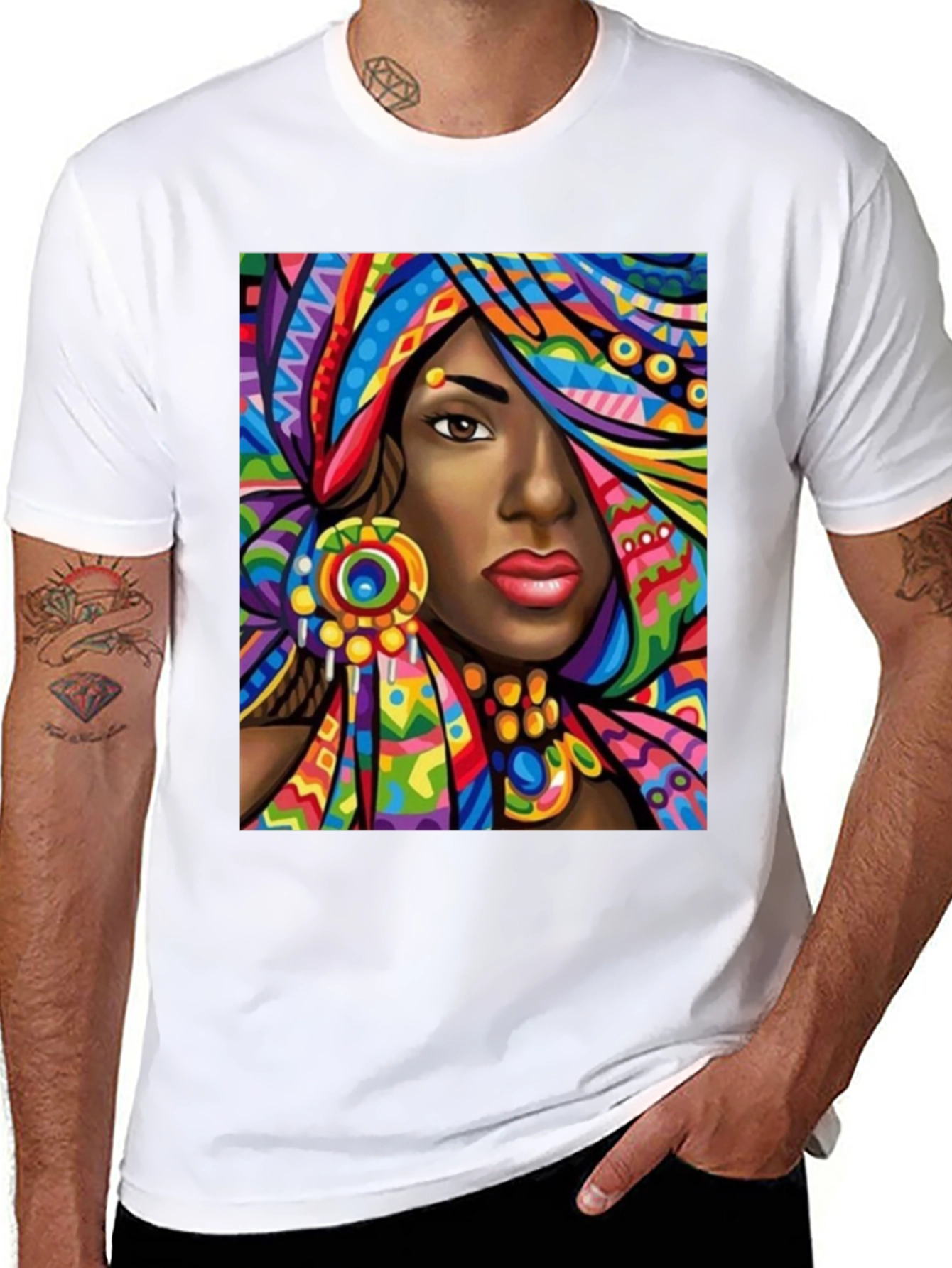 Black Colorful African Queen Graphic T-Shirt view 8