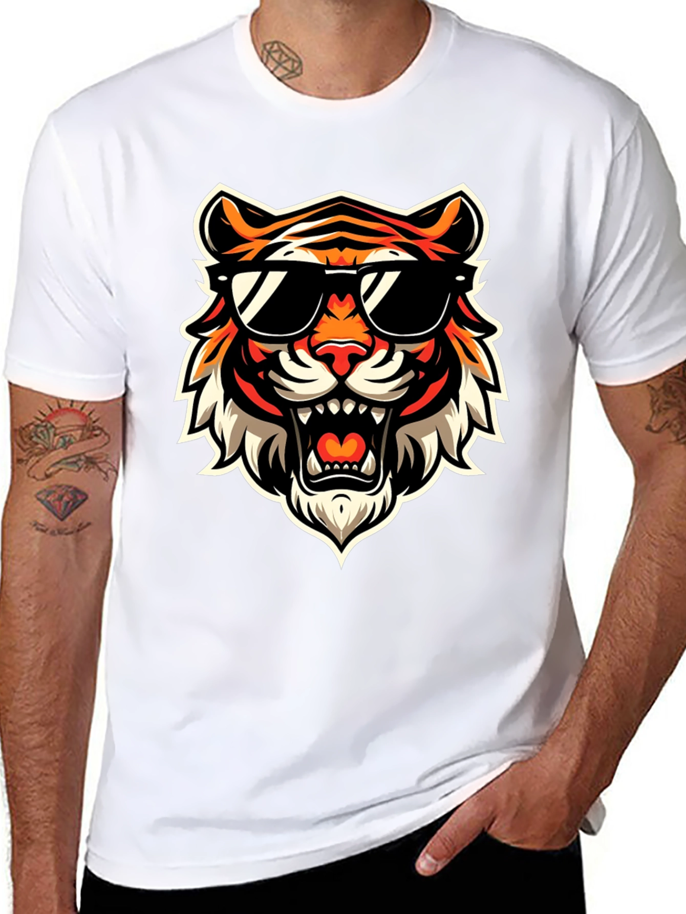 Black Cool Tiger Graphic Tee - Bold Streetwear view 8