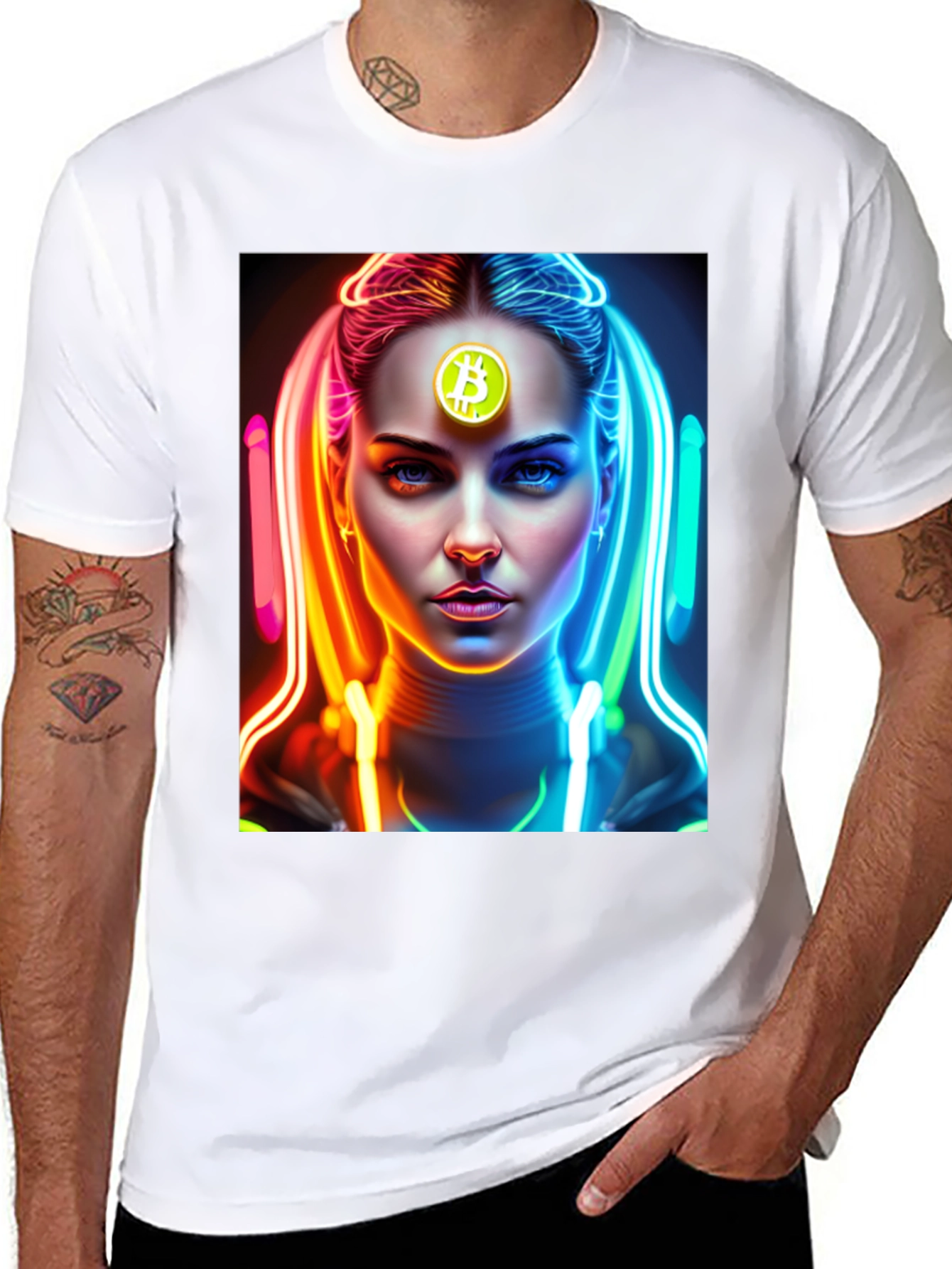 Black Bitcoin Woman Black Tee - Crypto Fashion view 8