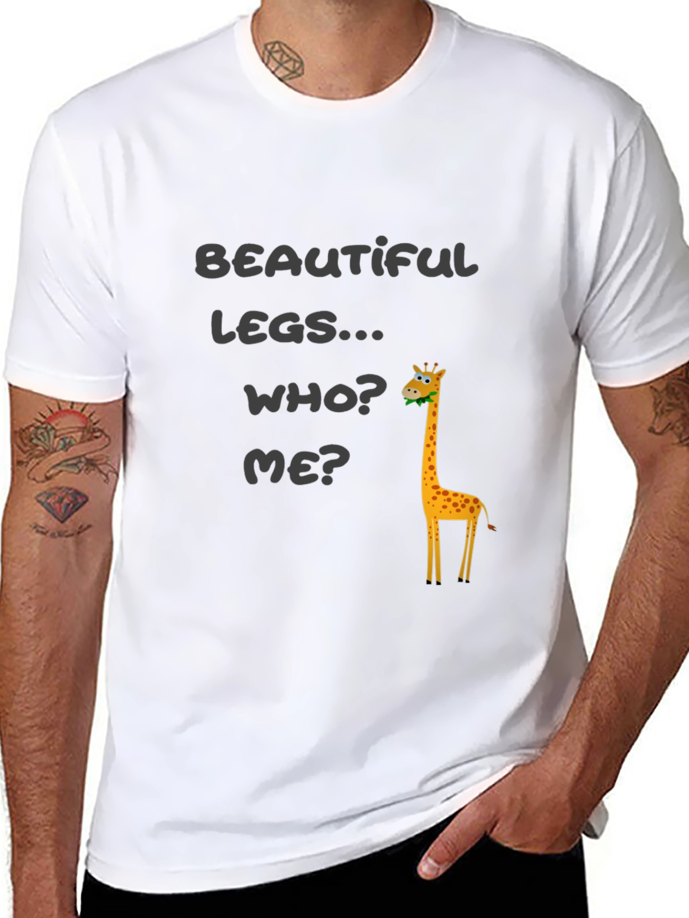 Black Funny Giraffe T-Shirt - Beautiful Legs view 8