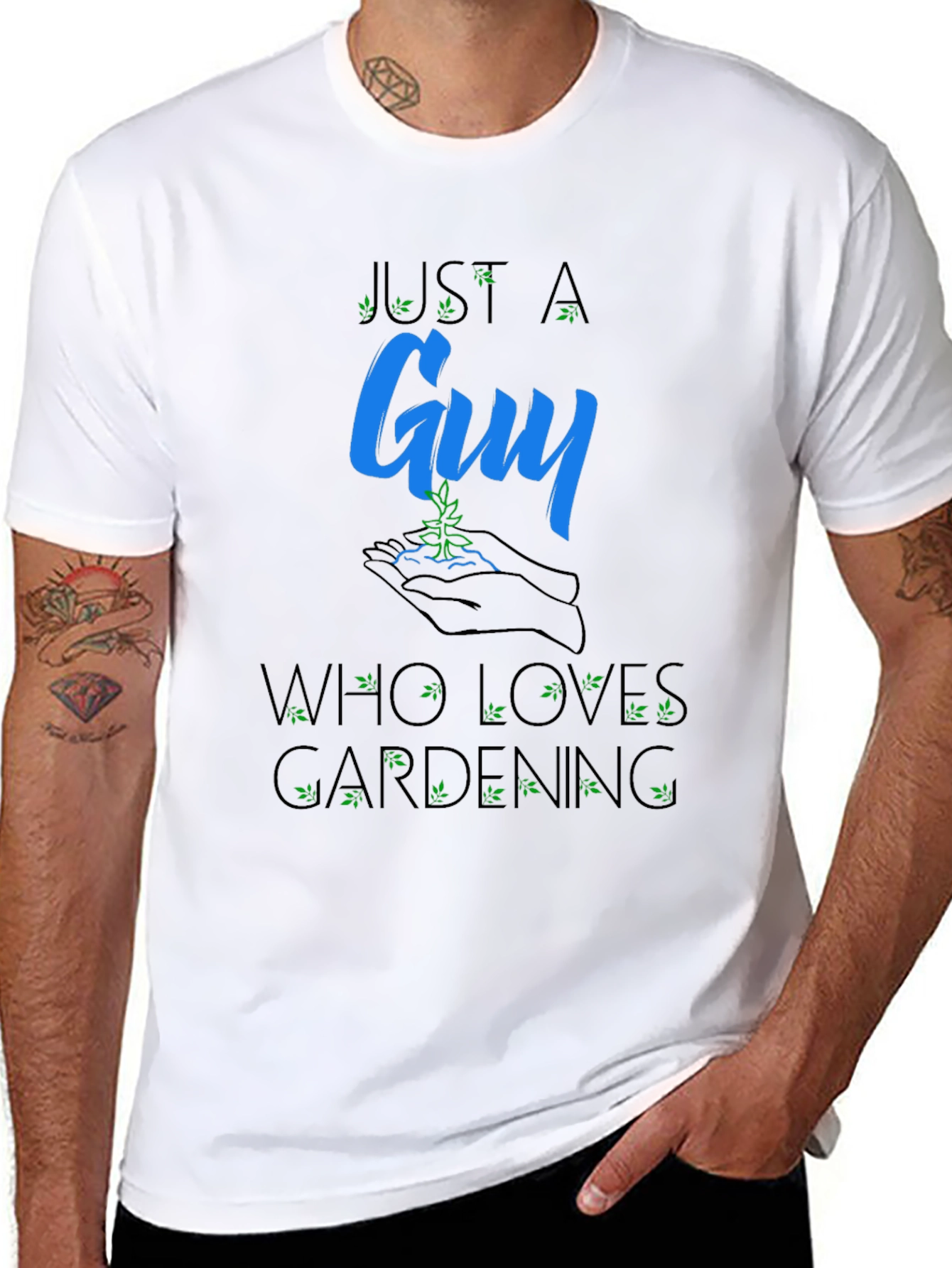 Black Just a Guy Who Loves Gardening T-Shirt view 8