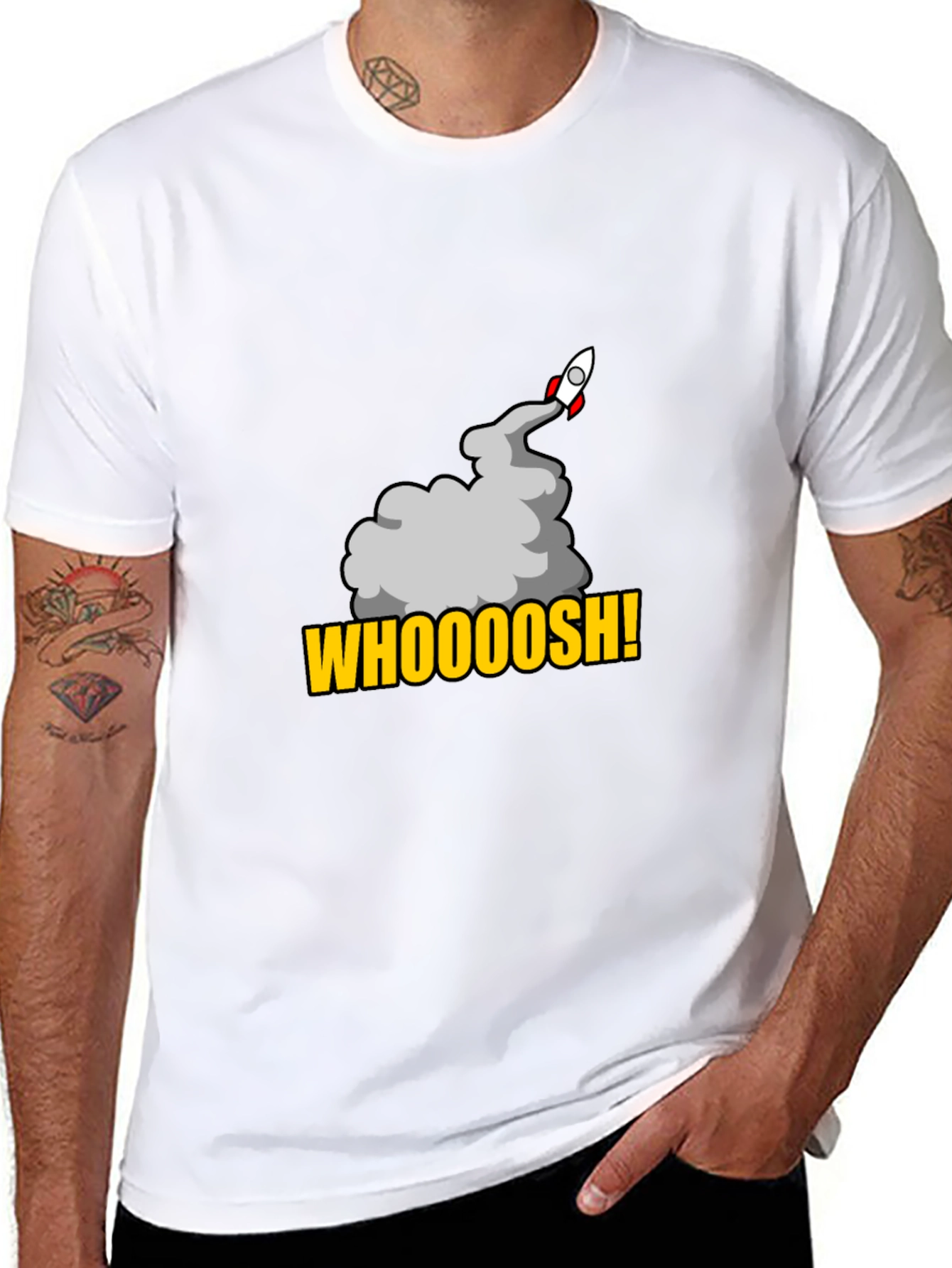 Black Whoooosh Rocket Graphic T-Shirt view 8