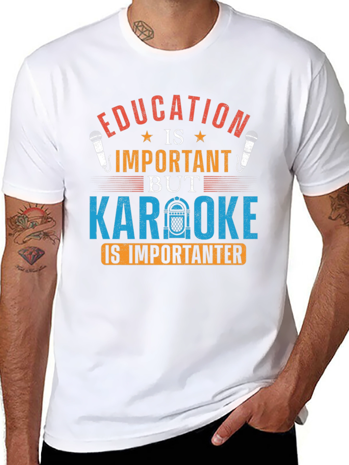 Black Education vs Karaoke Graphic Tee view 8