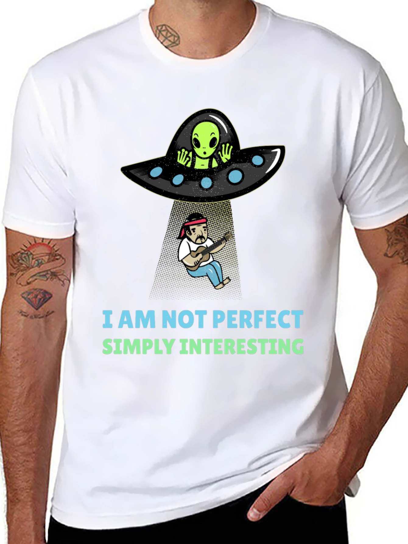 Black Funny Alien Abduction Graphic T-Shirt view 8