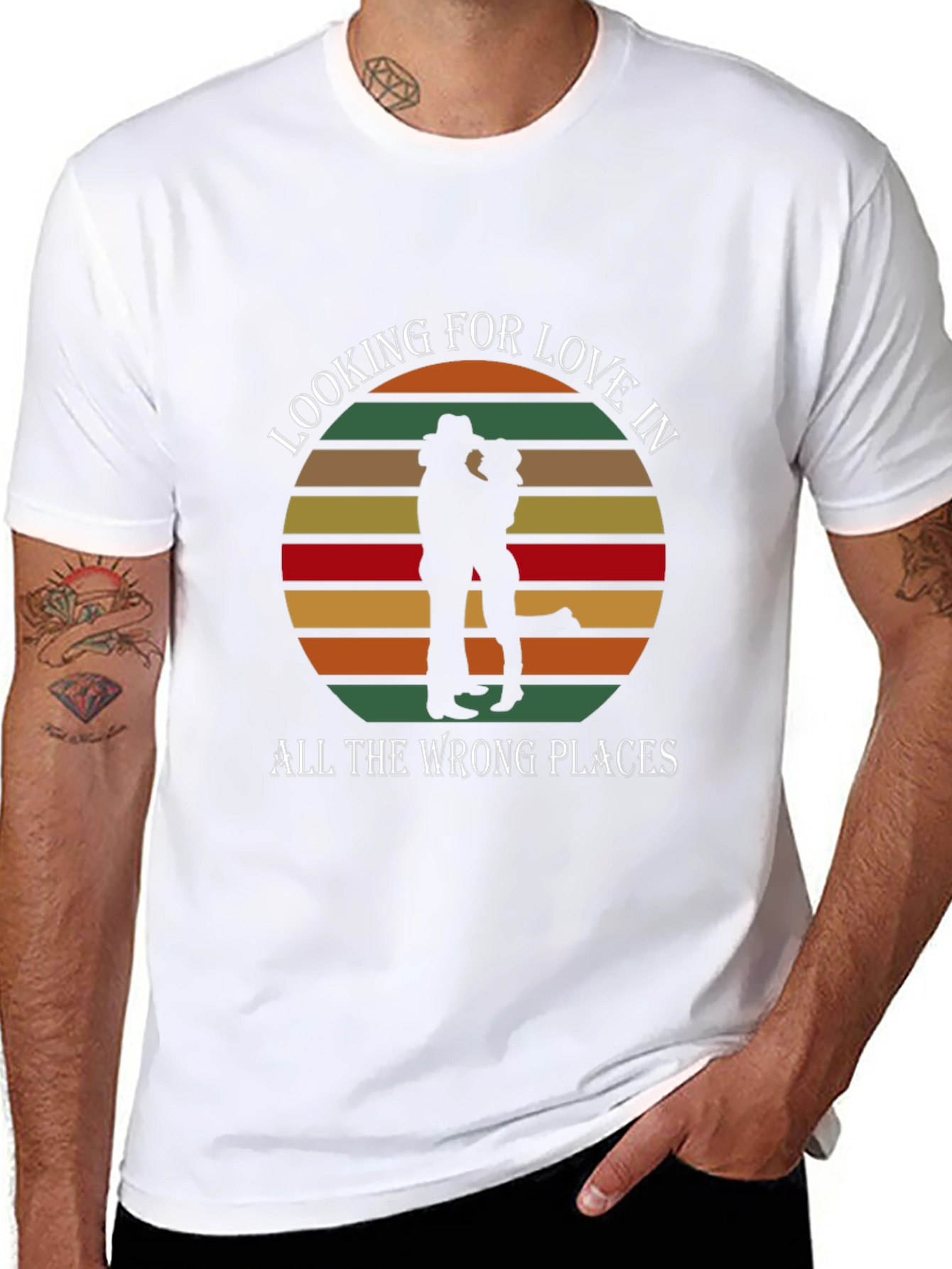 Black Looking For Love T-Shirt - Country Sunset Design view 8
